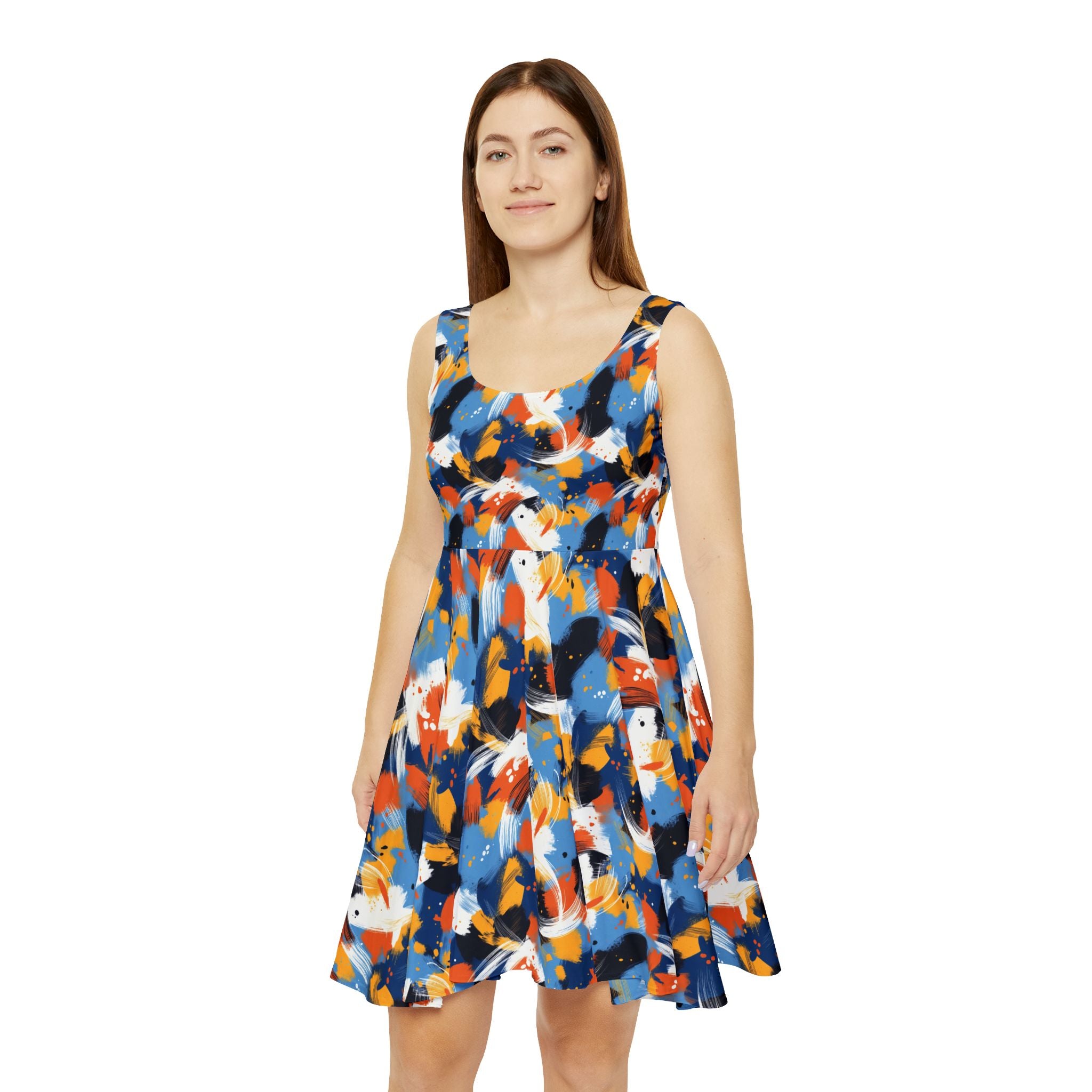 Abstract Art Teacher Skater Dress | Bright Paint Stroke Outfit & Teacher Gift