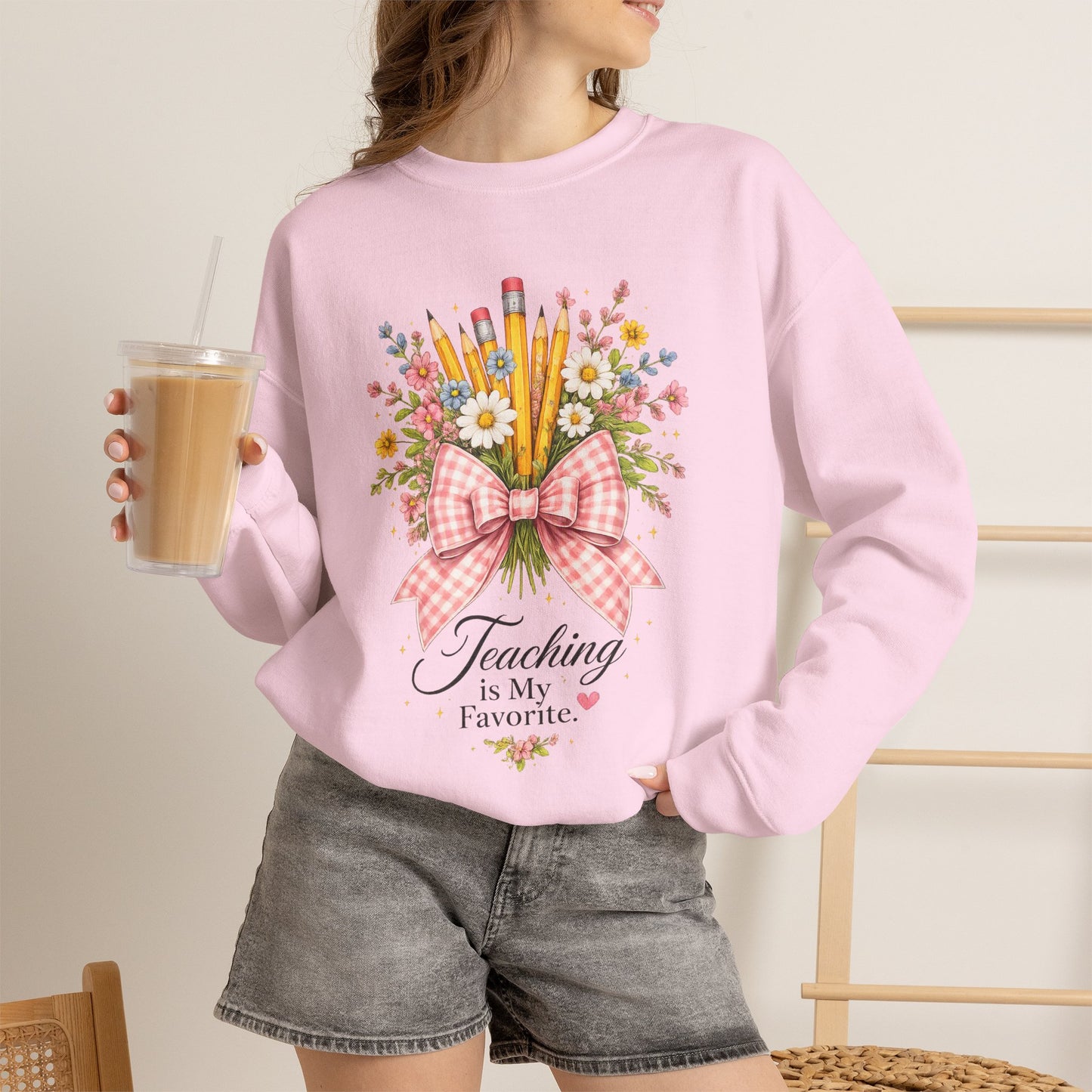 Customized Gift for Teachers – "Teaching Is My Favorite" Crewneck Sweatshirt