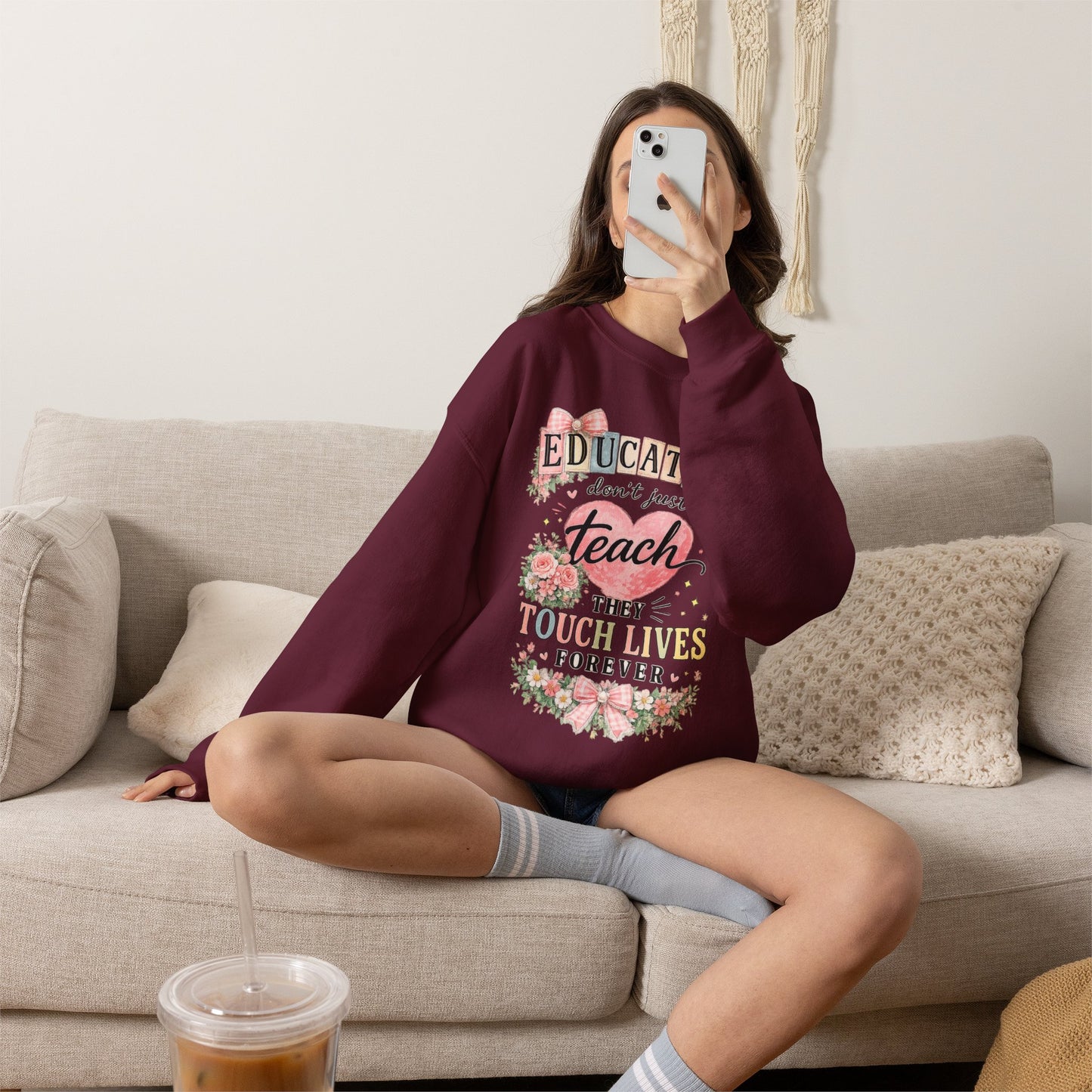 Gift for Teachers – "Educators Don't Just Teach, They Touch Lives Forever" Crewneck
