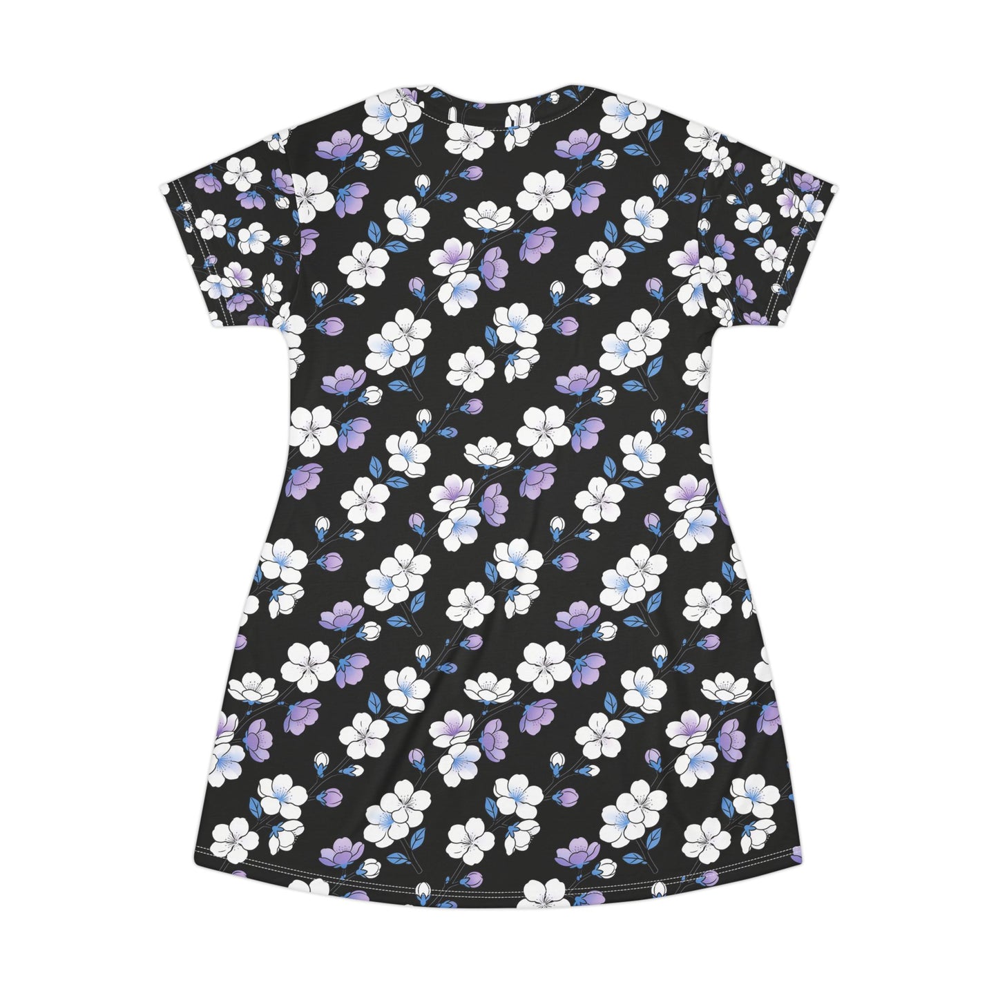 Teacher Floral T-Shirt Dress — Black & Lavender Daisy Print