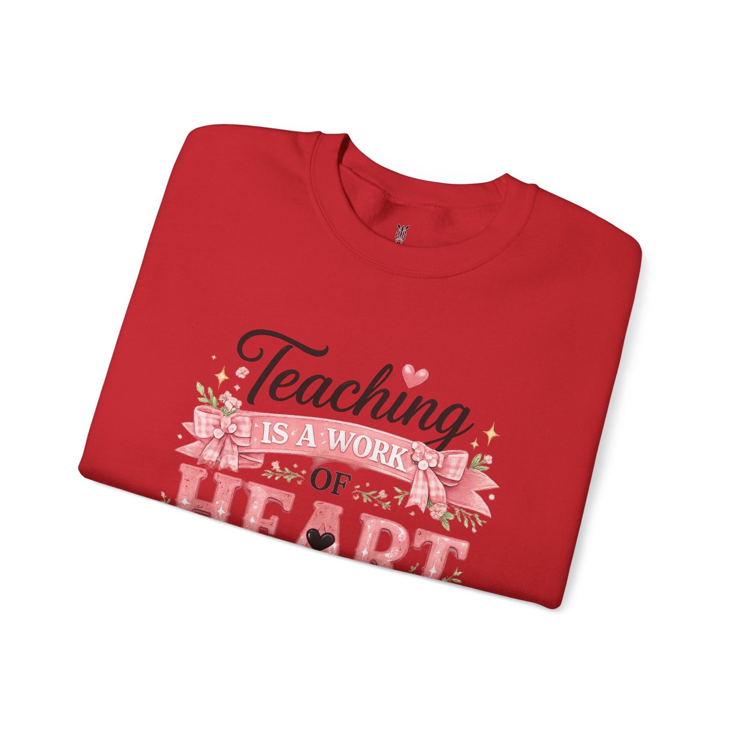 Elementary Teacher Crewneck Sweatshirt – "Teaching Is a Work of Heart" Floral