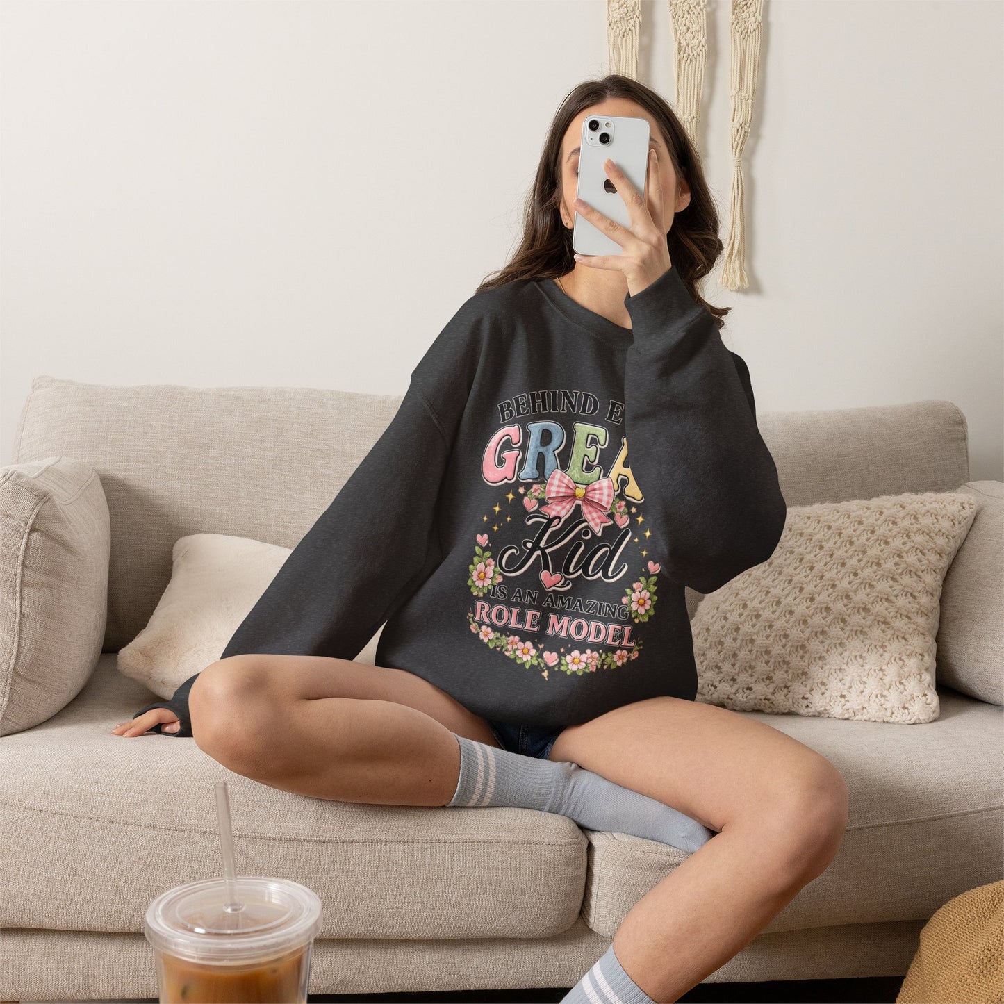 New Teacher Gift Crewneck Sweatshirt – "Behind Every Great Kid" Floral