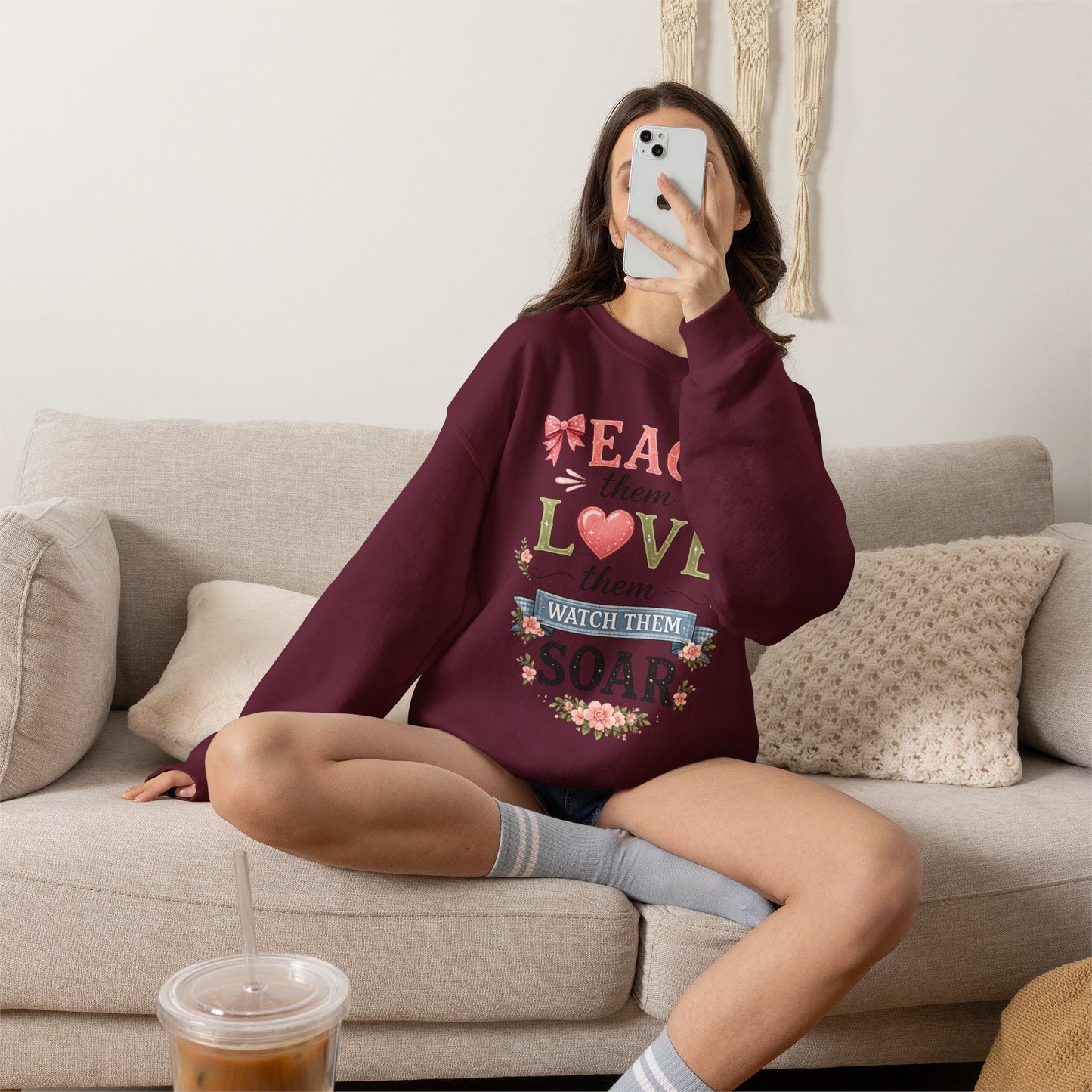 Teacher T Shirt Crewneck – "Teach Them, Love Them, Watch Them Soar" Sweatshirt