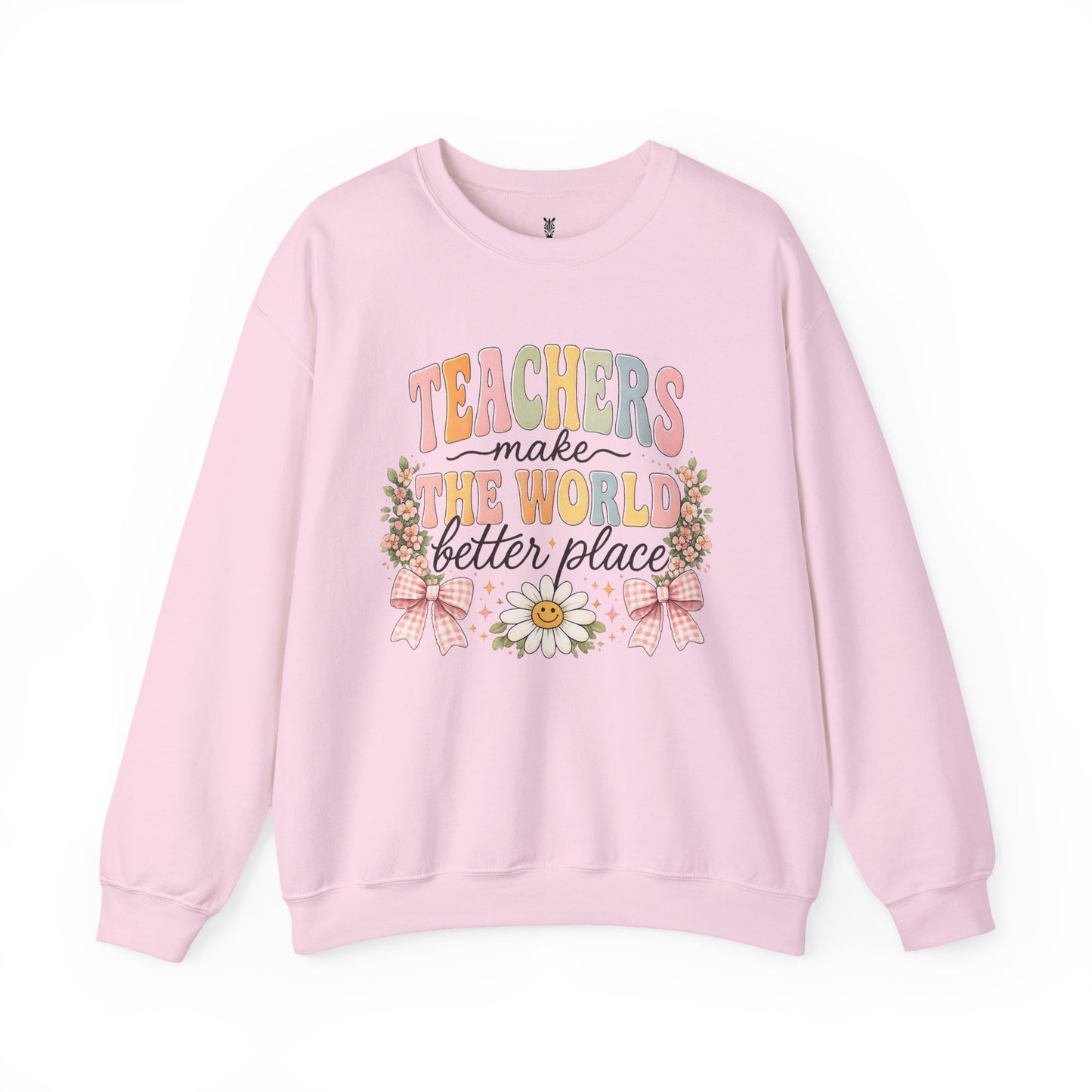 Cotton Teacher Sweatshirt – "Teachers Make the World Better" Daisy Crewneck