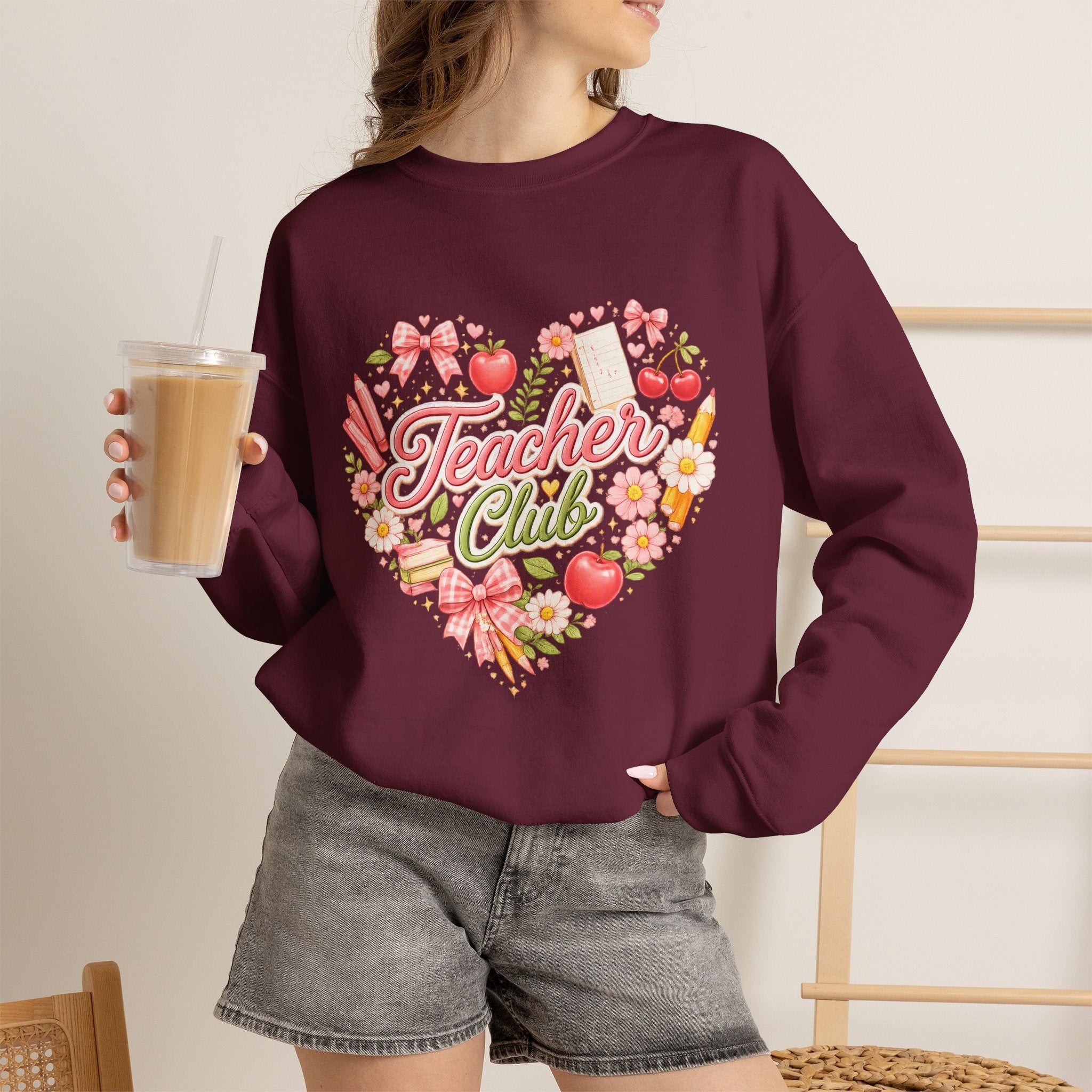 5th Grade Teacher Crewneck Sweatshirt – Teacher Club Heart Design
