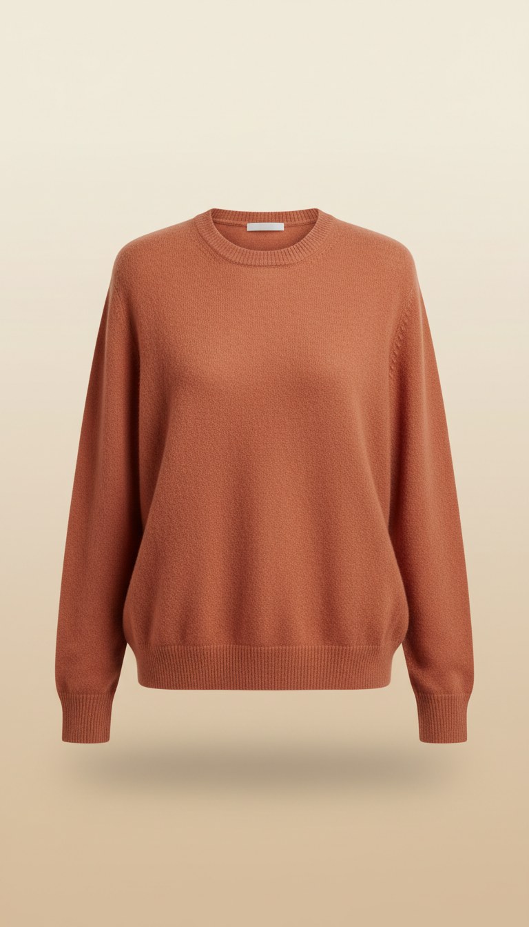 Terracotta Cashmere Crewneck Sweater