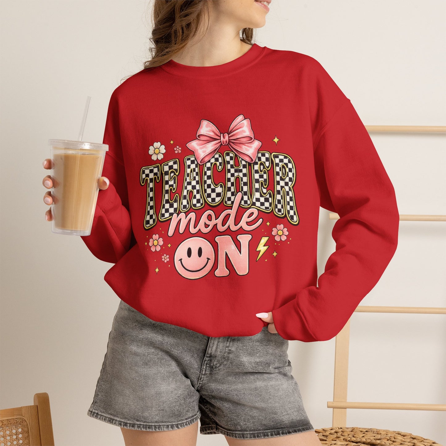 Sweatshirt — 'Tumblr Mode On' Pink Bow Graphic Crewneck