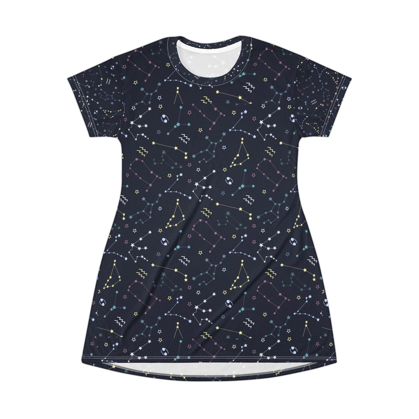 Celestial star Teacher t‑Shirt Dress — All-Over Print Astro Pattern