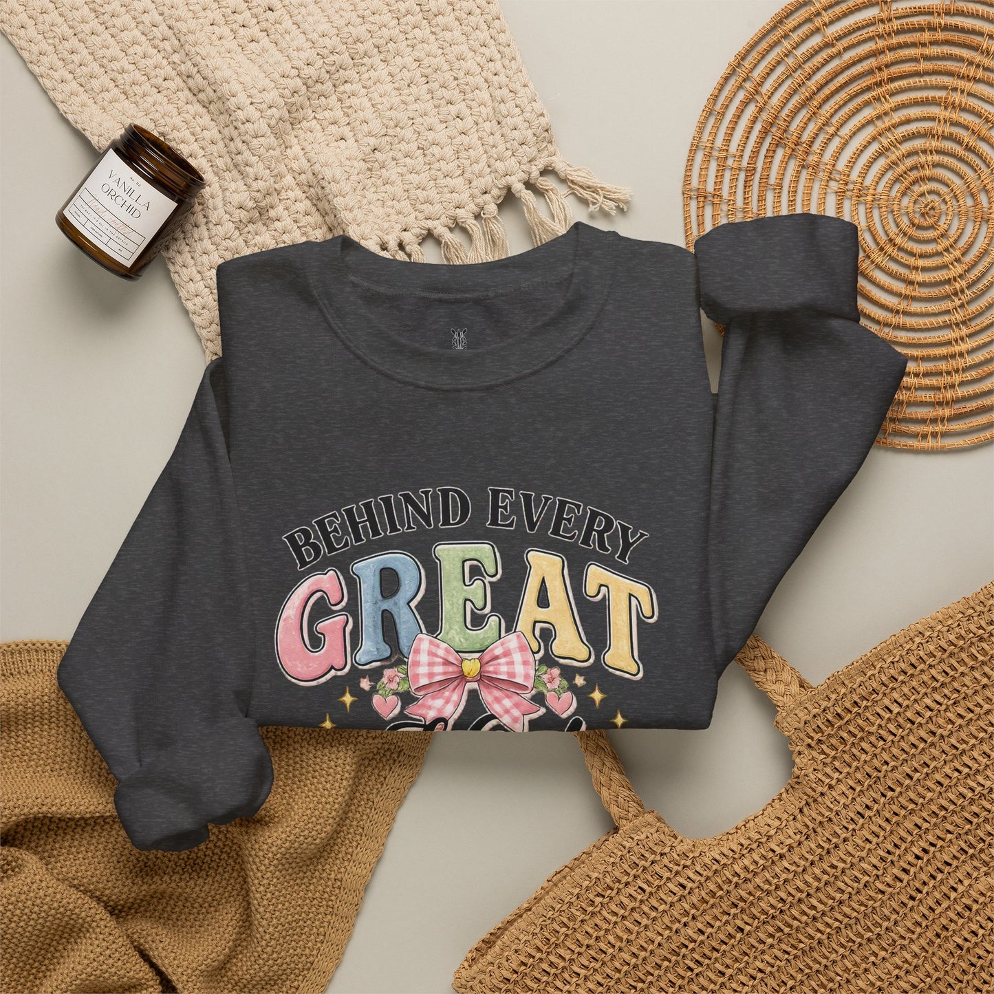New Teacher Gift Crewneck Sweatshirt – "Behind Every Great Kid" Floral