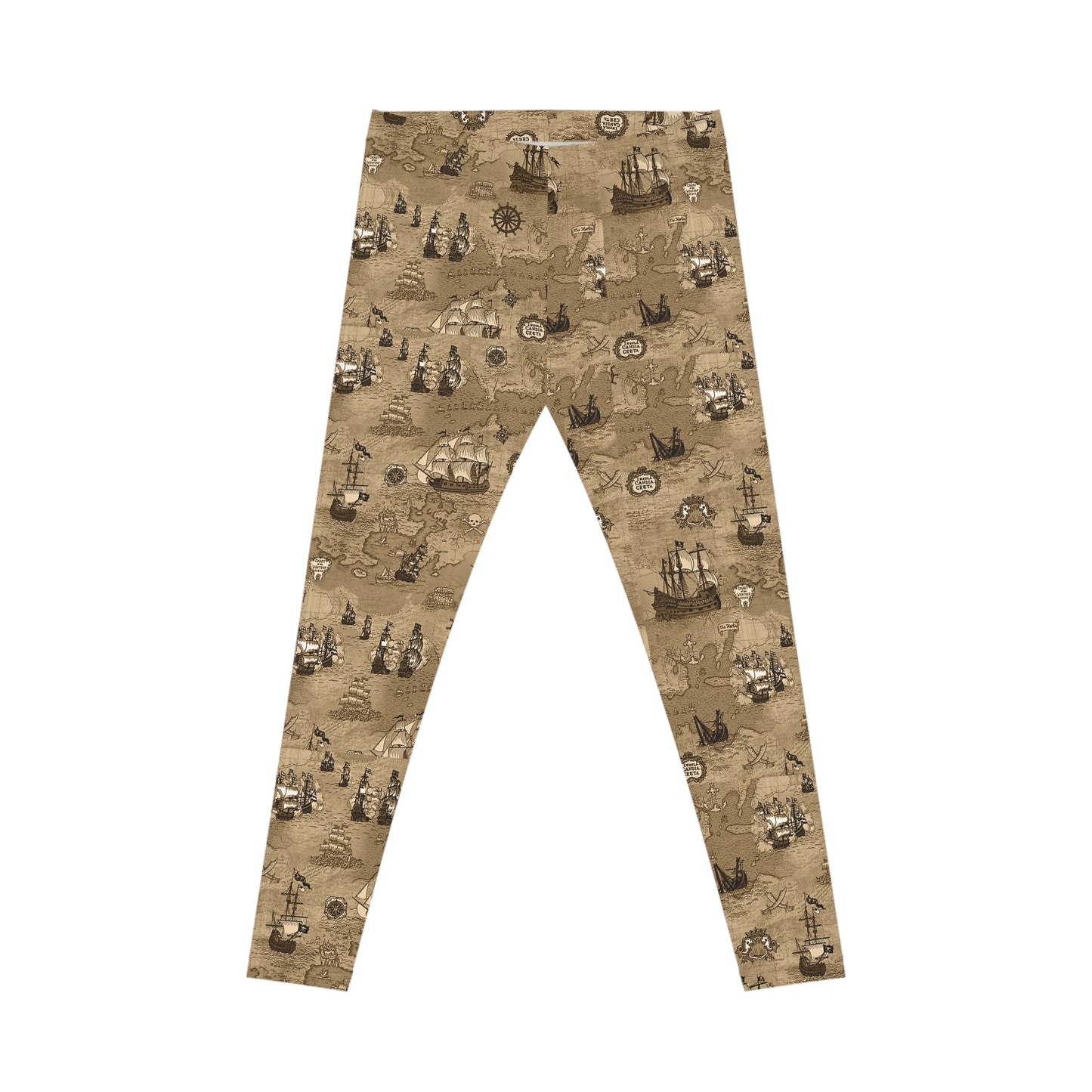 Vintage Nautical Map Leggings | Sailing Ships Pattern Leggings
