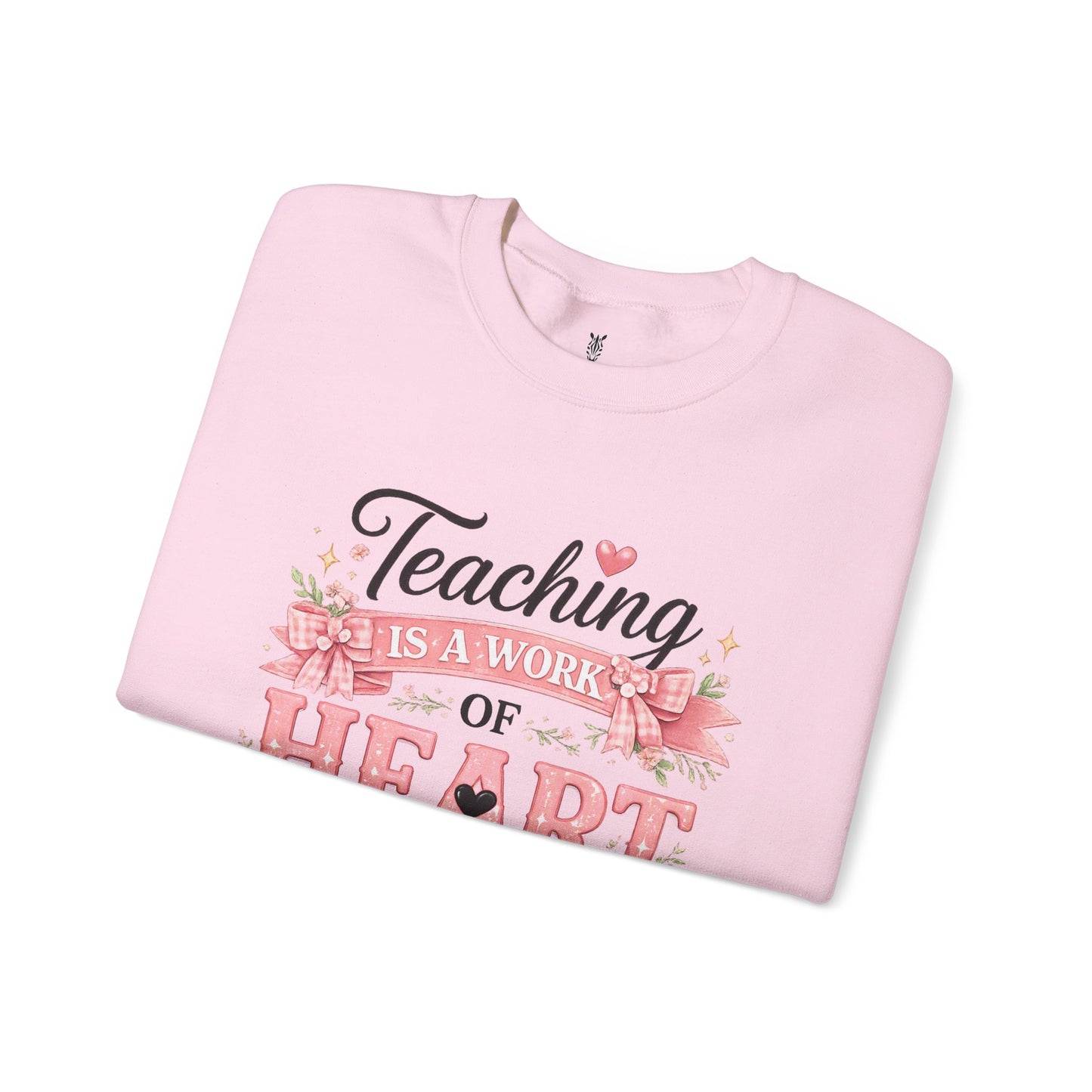 Elementary Teacher Crewneck Sweatshirt – "Teaching Is a Work of Heart" Floral
