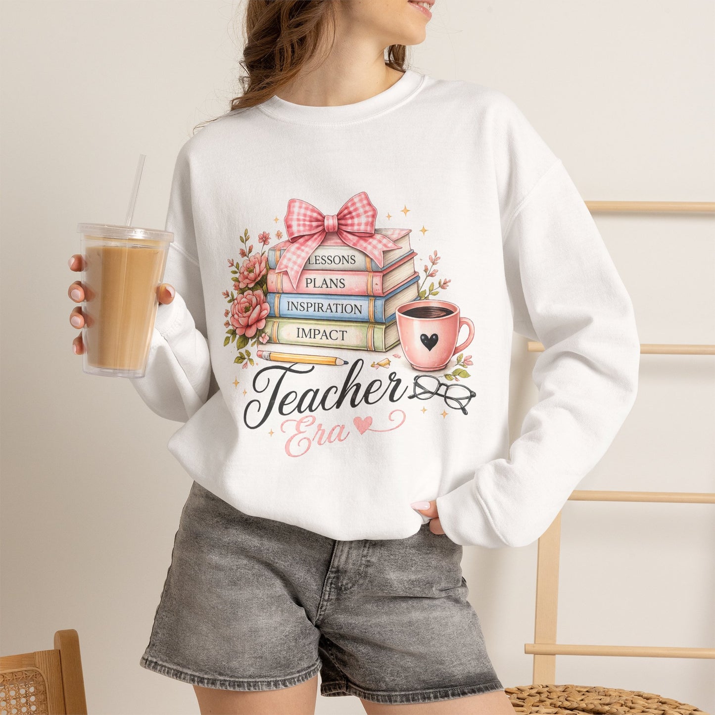 Teacher Graphic Sweatshirt – "Lessons, Plans, Inspiration, Impact" Crewneck