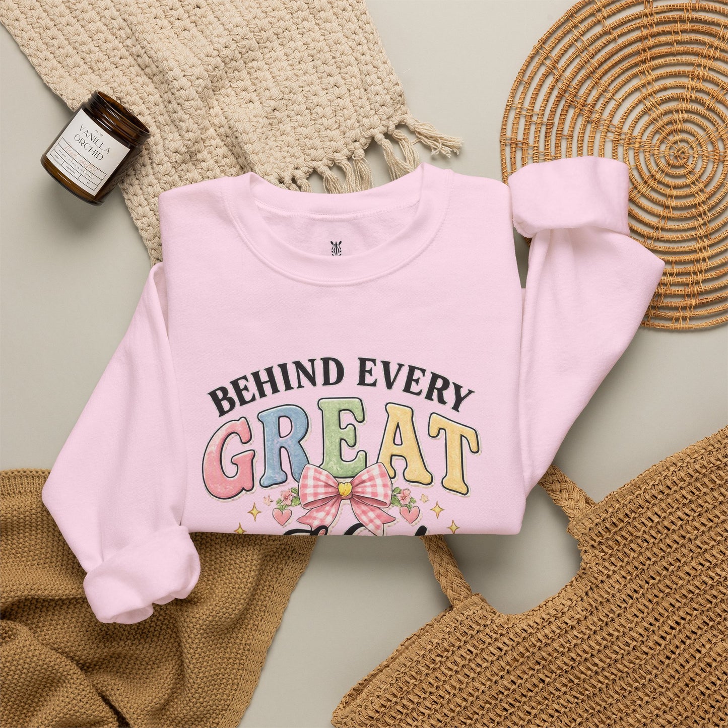 New Teacher Gift Crewneck Sweatshirt – "Behind Every Great Kid" Floral