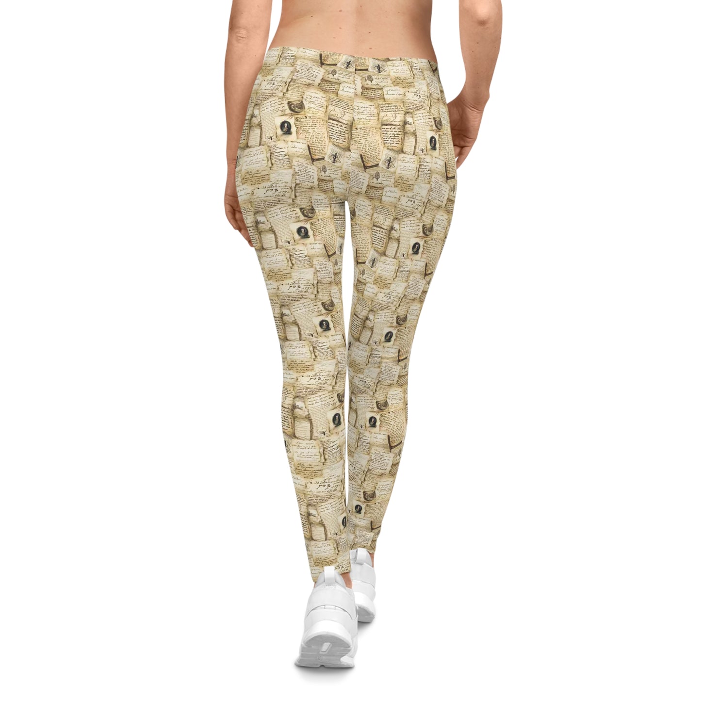 Vintage Book Pages Pattern Leggings | Literary Print Leggings