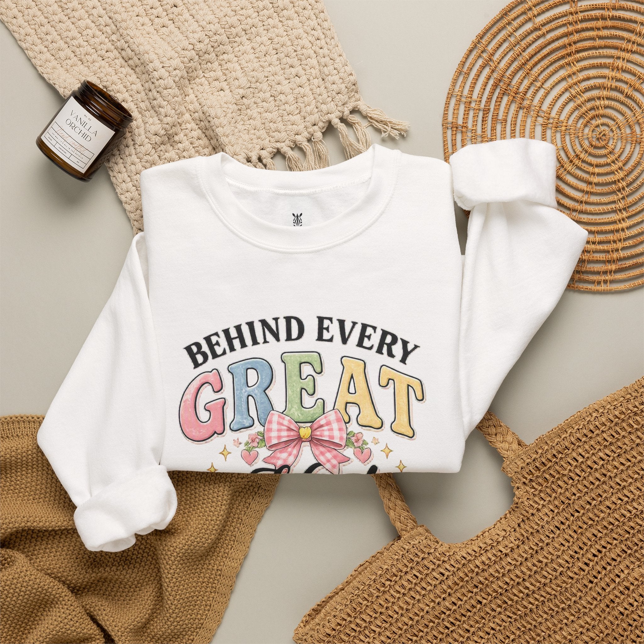 New Teacher Gift Crewneck Sweatshirt – "Behind Every Great Kid" Floral