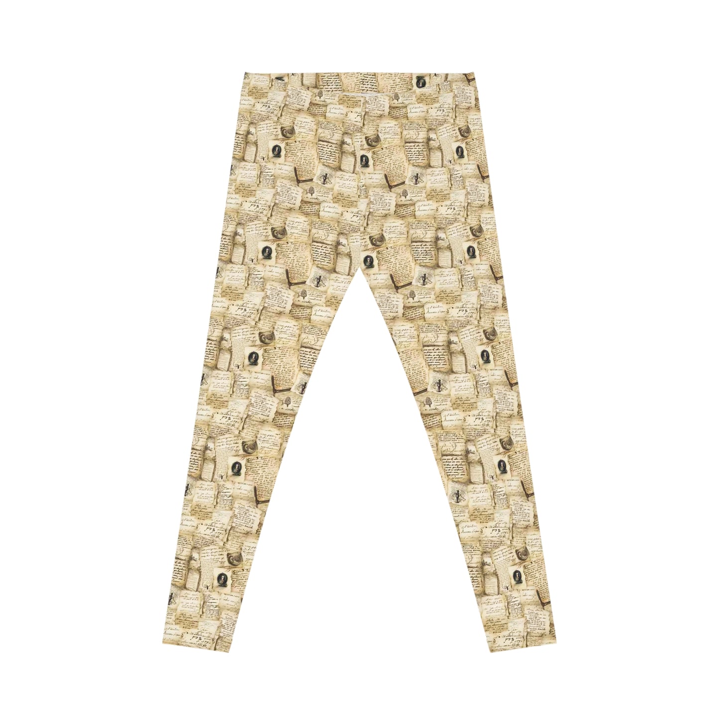 Vintage Book Pages Pattern Leggings | Literary Print Leggings