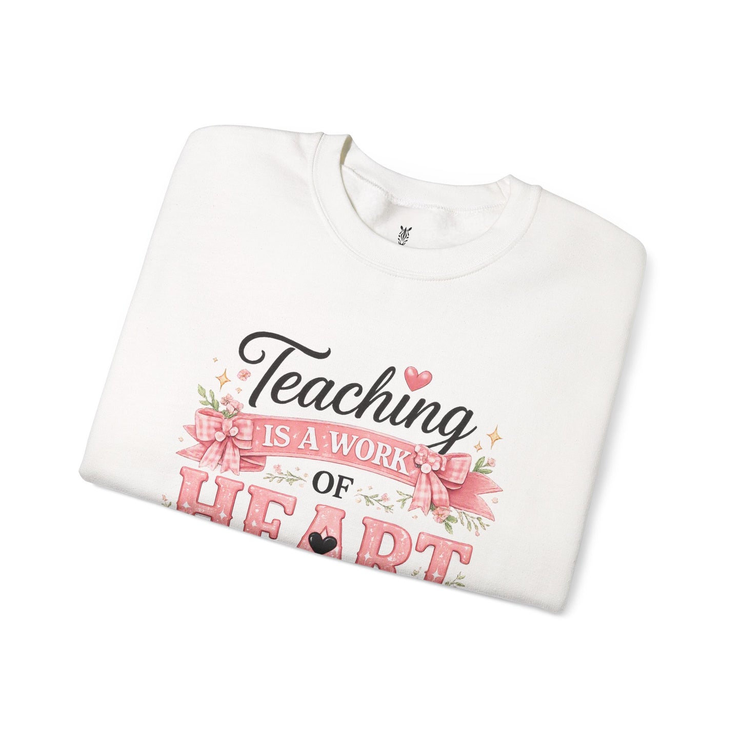 Elementary Teacher Crewneck Sweatshirt – "Teaching Is a Work of Heart" Floral