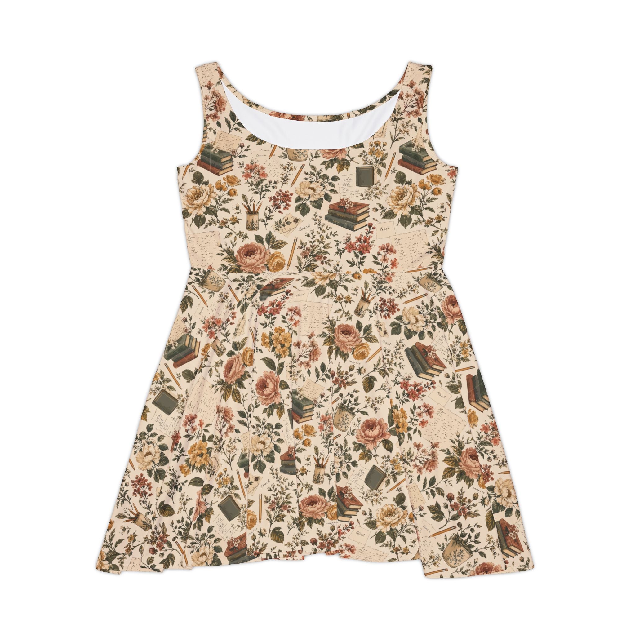 Art Teacher Dress — Vintage Botanical Rose Print | Zebra Creation