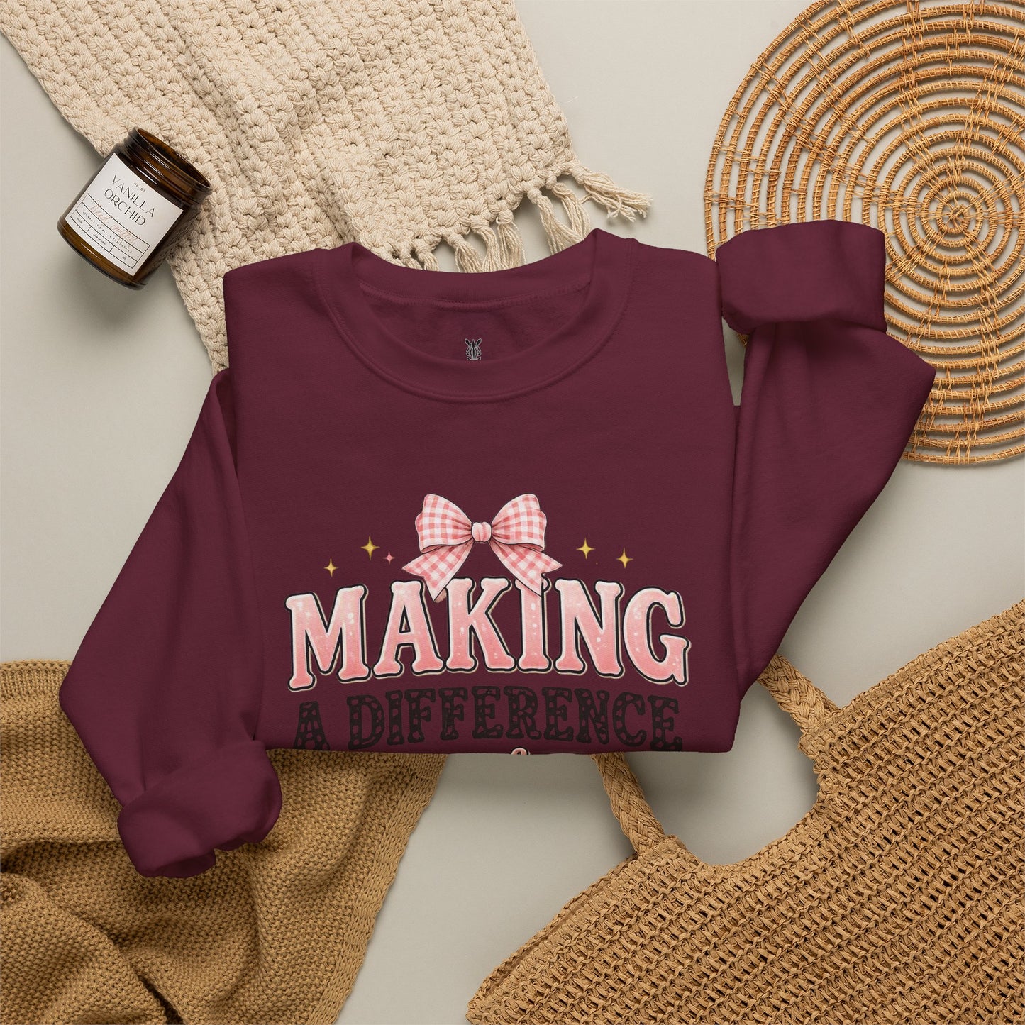 Teacher Birthday Gift Sweatshirt – "Making a Difference Every Day" Floral Crewneck