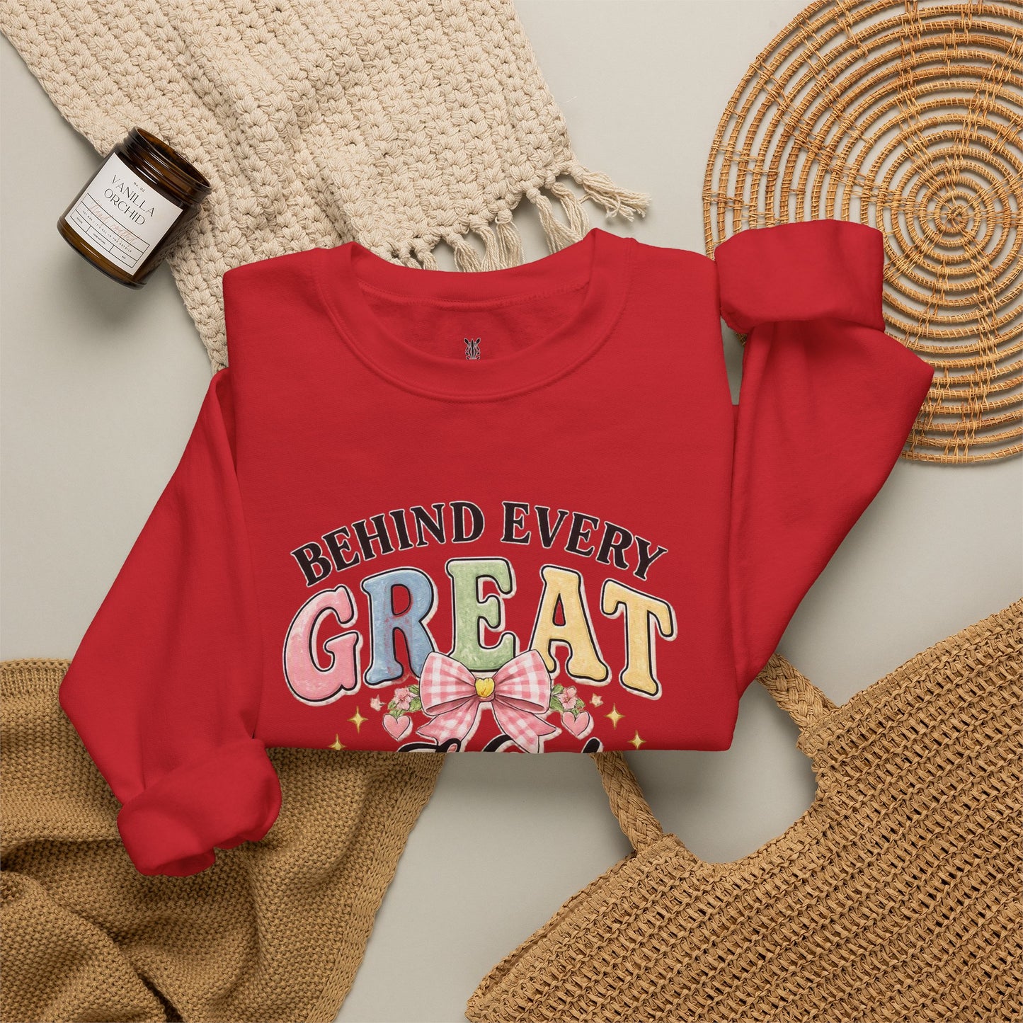 New Teacher Gift Crewneck Sweatshirt – "Behind Every Great Kid" Floral