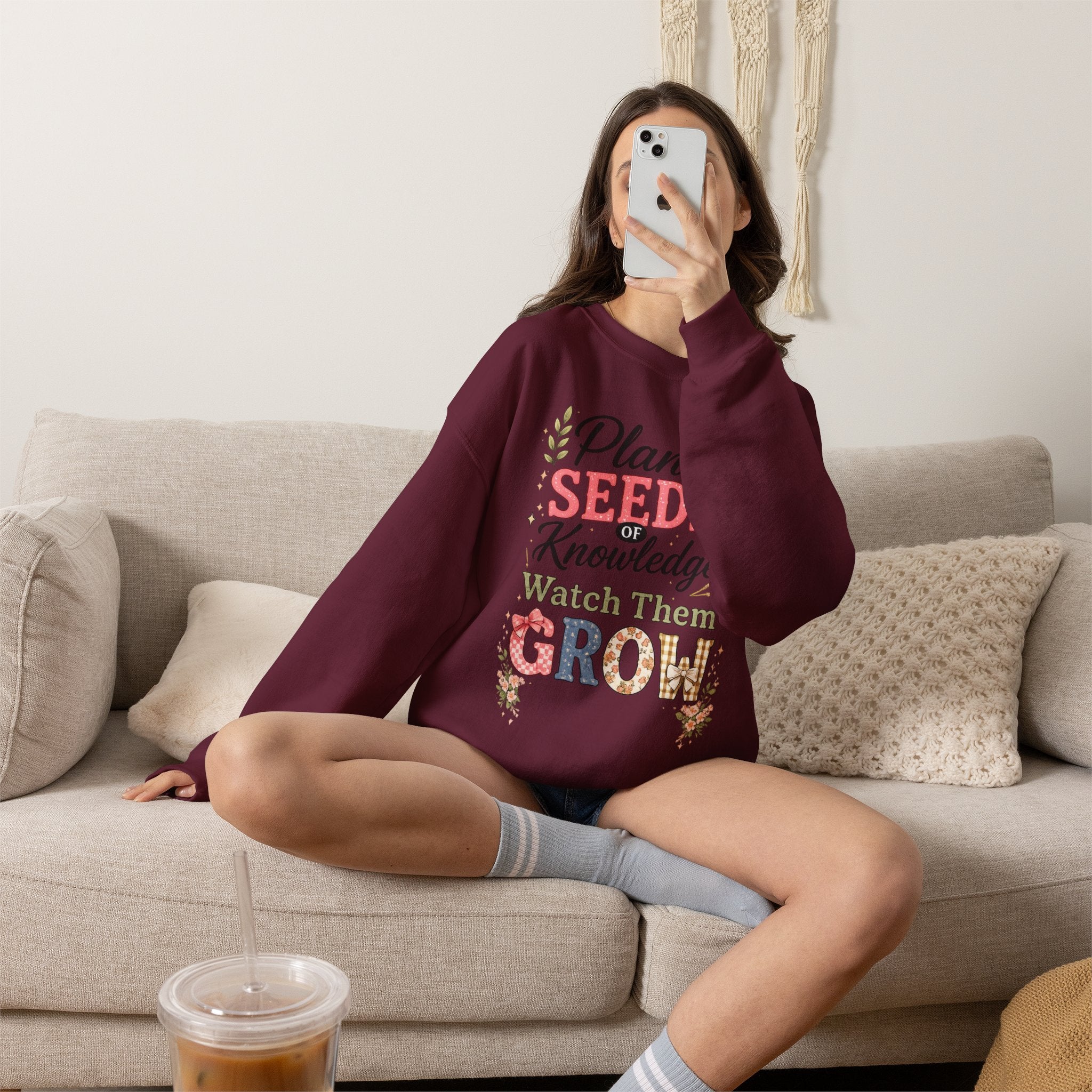 Teacher Graphic Tees Crewneck – "Plant Seeds of Knowledge, Watch Them Grow"