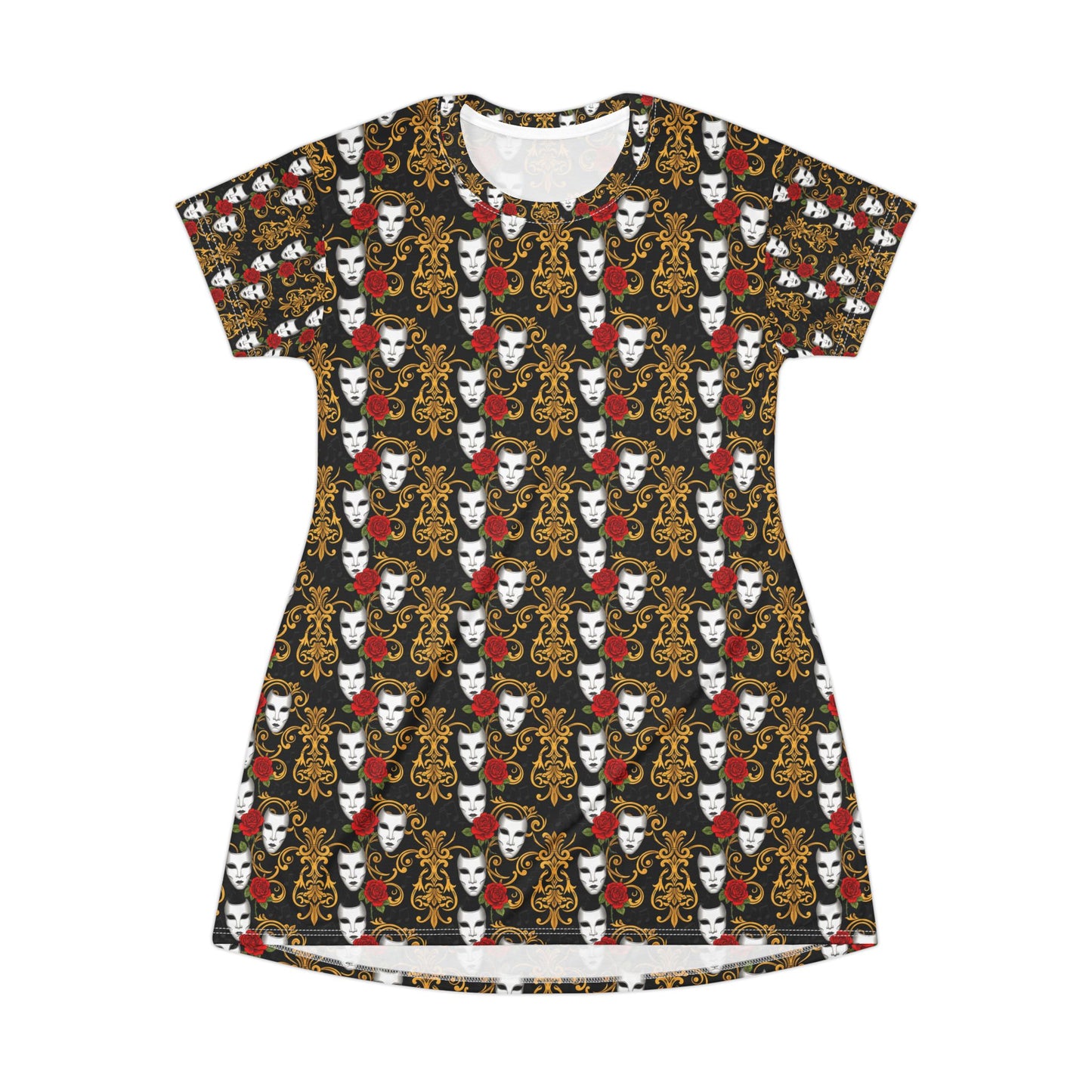Theater teaher T-Shirt Dress — Baroque Masquerade Pattern