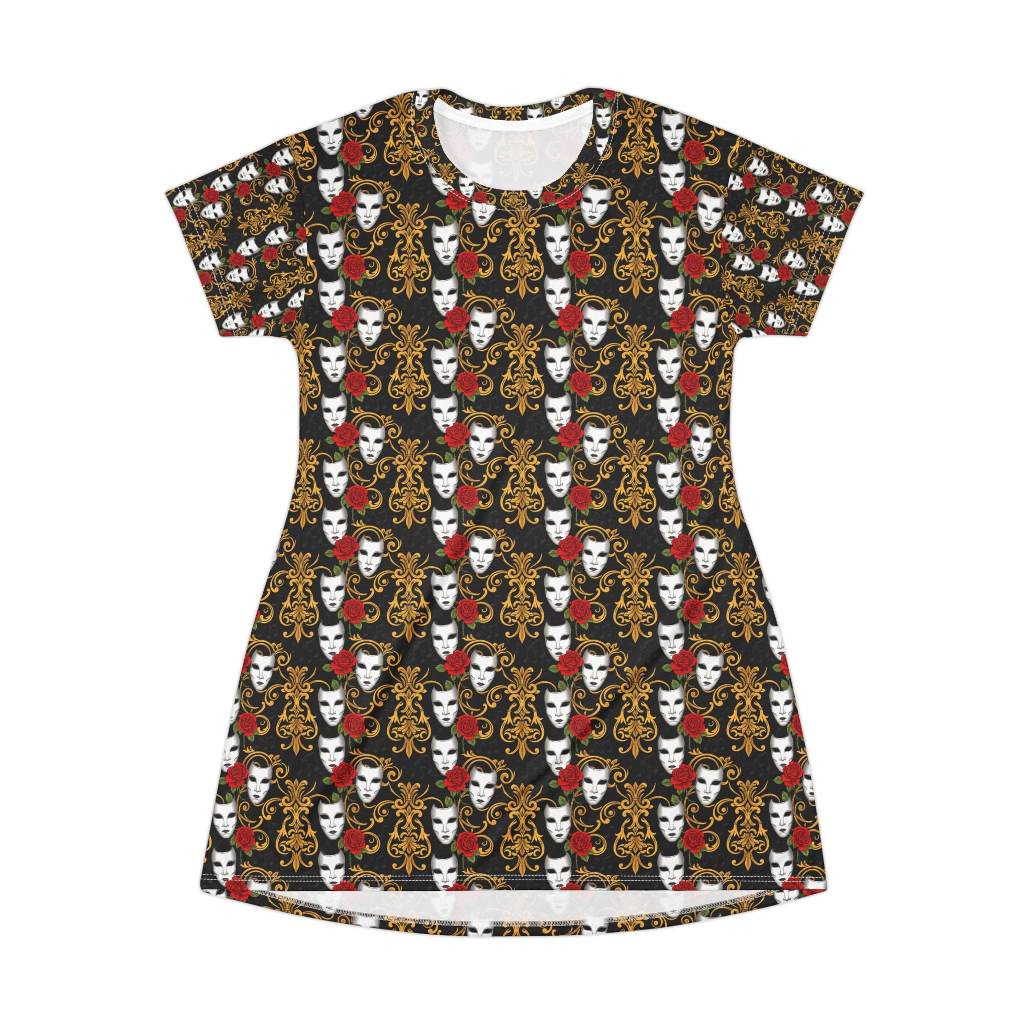 Theater teaher T-Shirt Dress — Baroque Masquerade Pattern