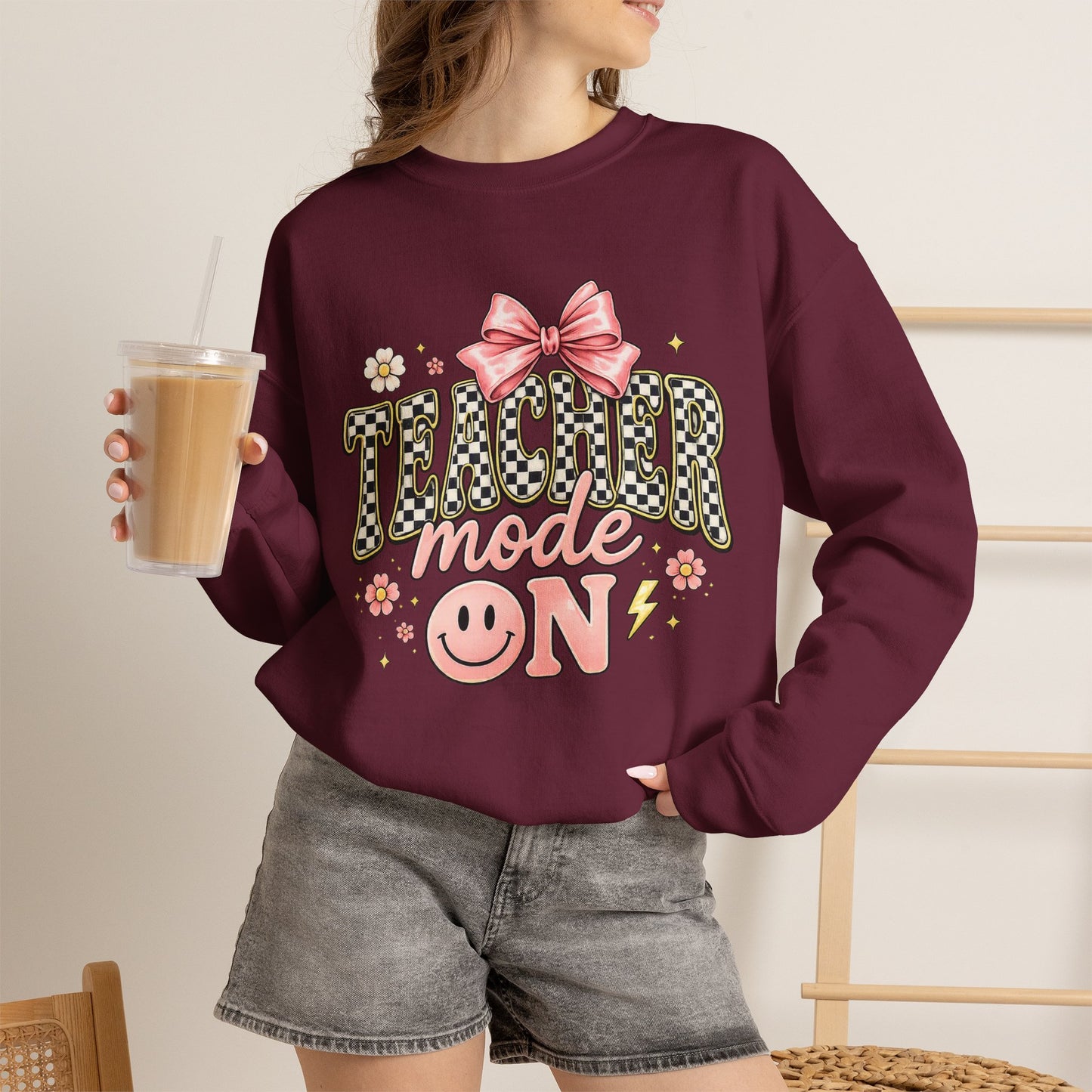 Sweatshirt — 'Tumblr Mode On' Pink Bow Graphic Crewneck