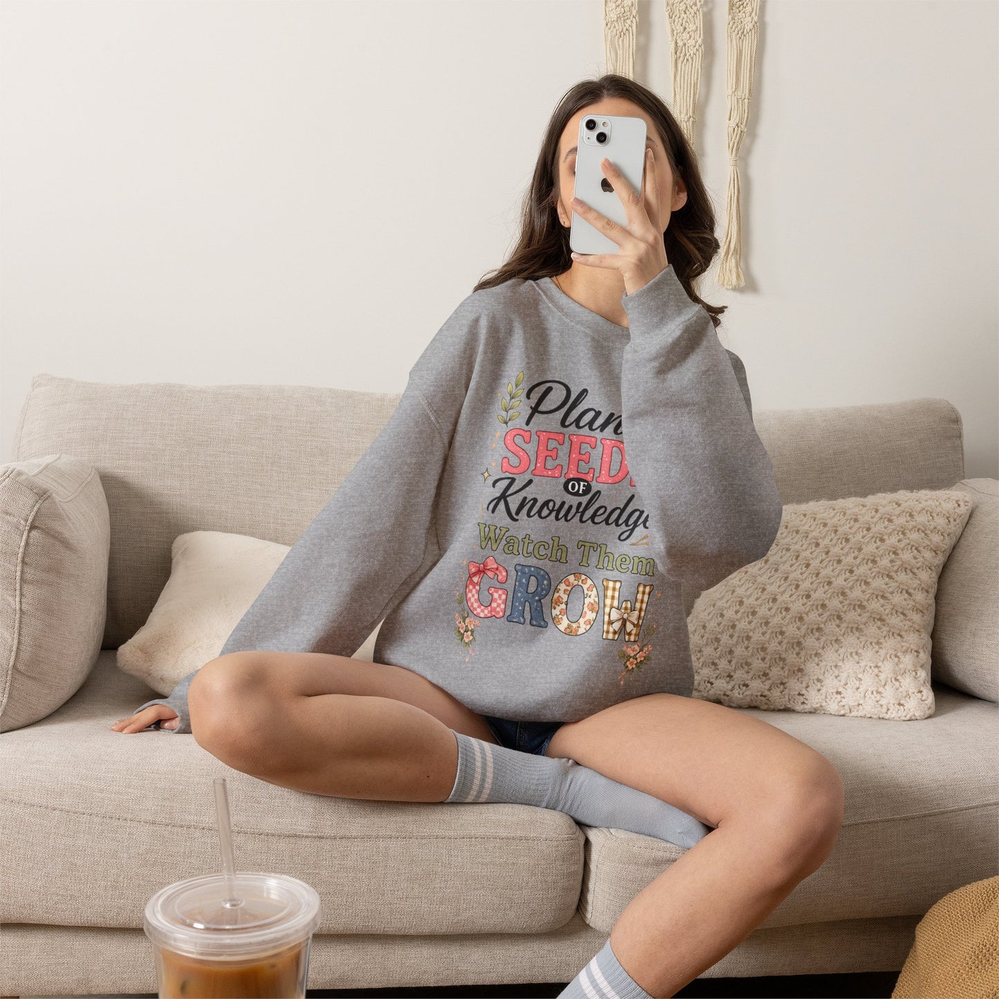 Teacher Graphic Tees Crewneck – "Plant Seeds of Knowledge, Watch Them Grow"