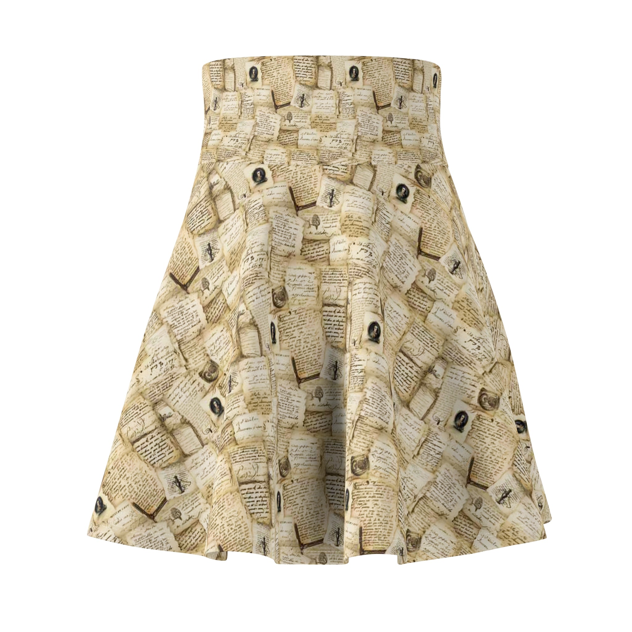 Dark Academia English Teacher Skirt | Vintage Manuscript Print