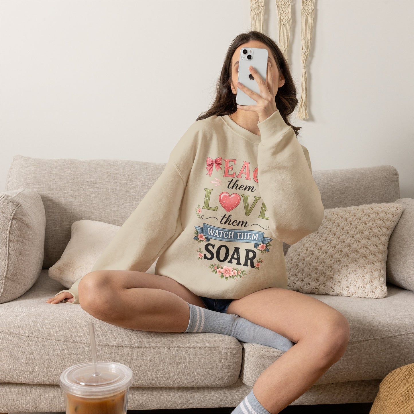 Teacher T Shirt Crewneck – "Teach Them, Love Them, Watch Them Soar" Sweatshirt
