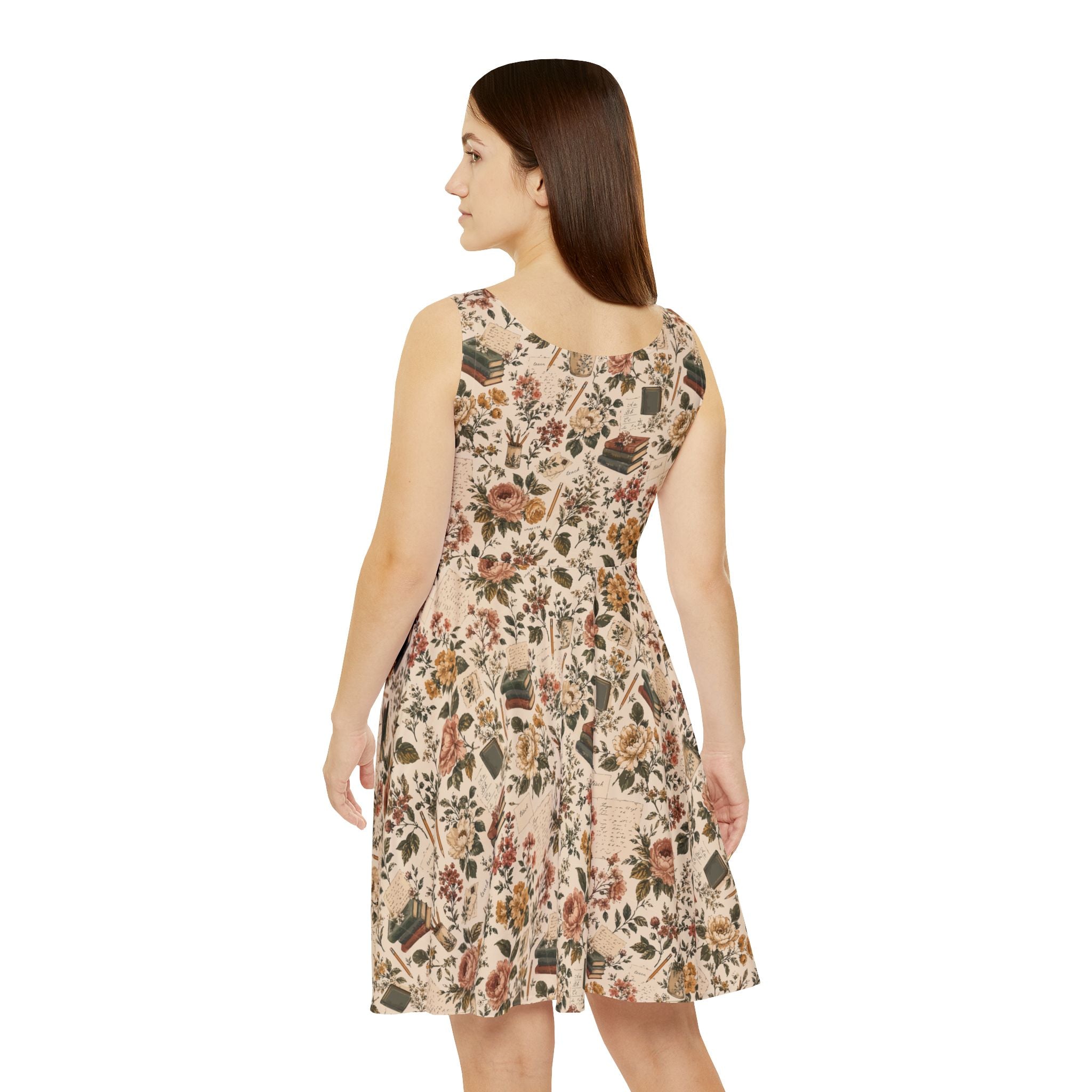 Art Teacher Dress — Vintage Botanical Rose Print | Zebra Creation