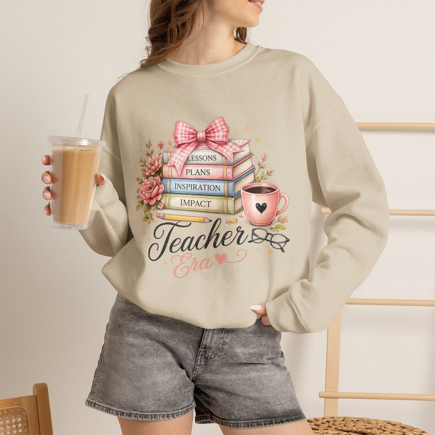 Teacher Graphic Sweatshirt – "Lessons, Plans, Inspiration, Impact" Crewneck
