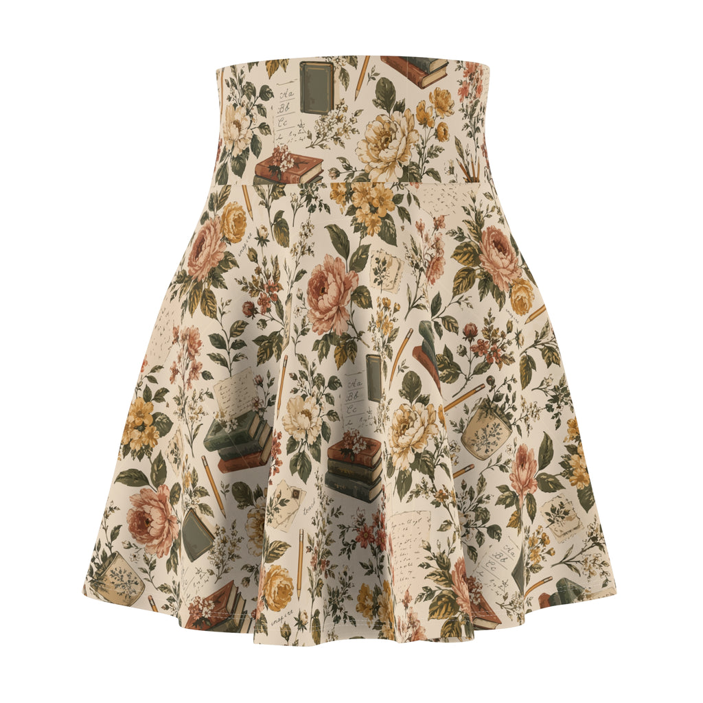 English Teacher Skirt — Vintage Book & Botanical Print | Zebra Creation