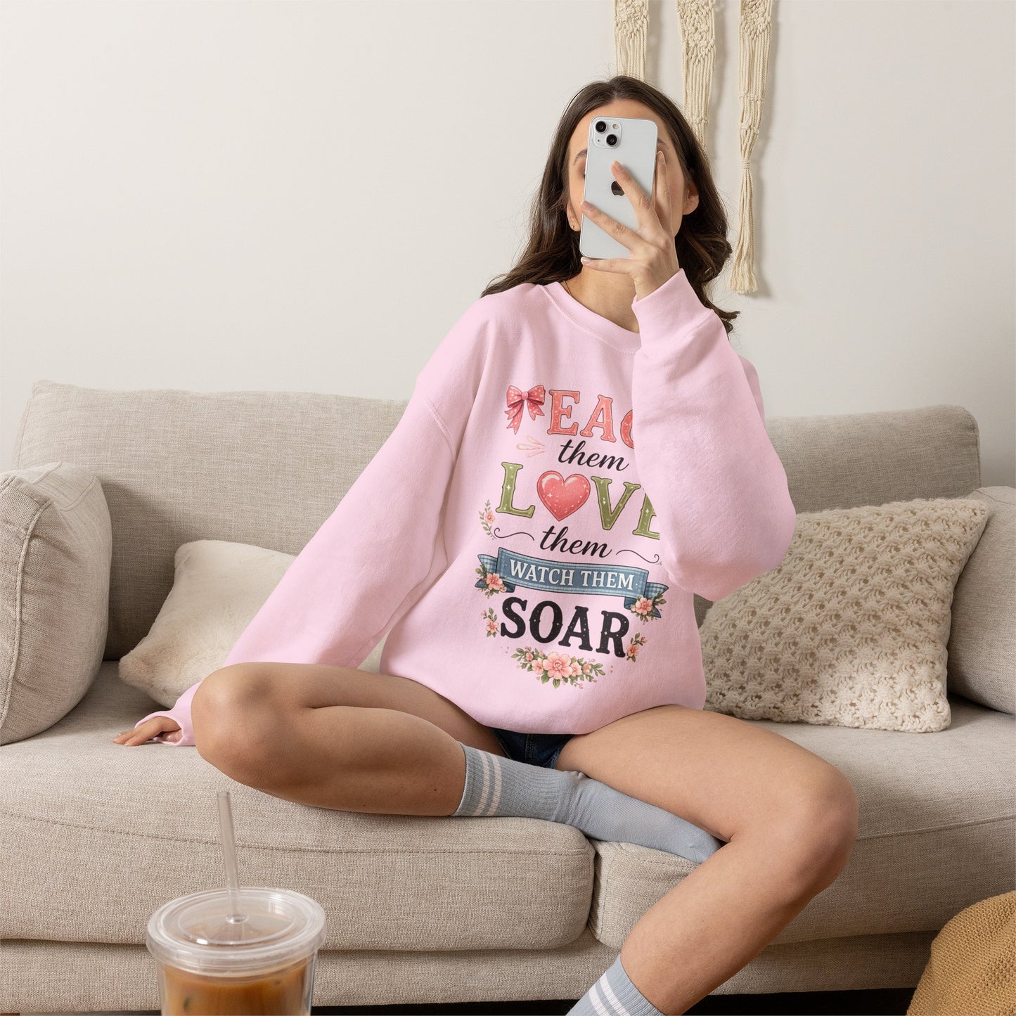 Teacher T Shirt Crewneck – "Teach Them, Love Them, Watch Them Soar" Sweatshirt