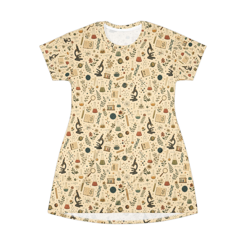 Biology Teacher Dress — Floral Botanical T-Shirt Dress | Science Teacher Casual Classroom Outfit