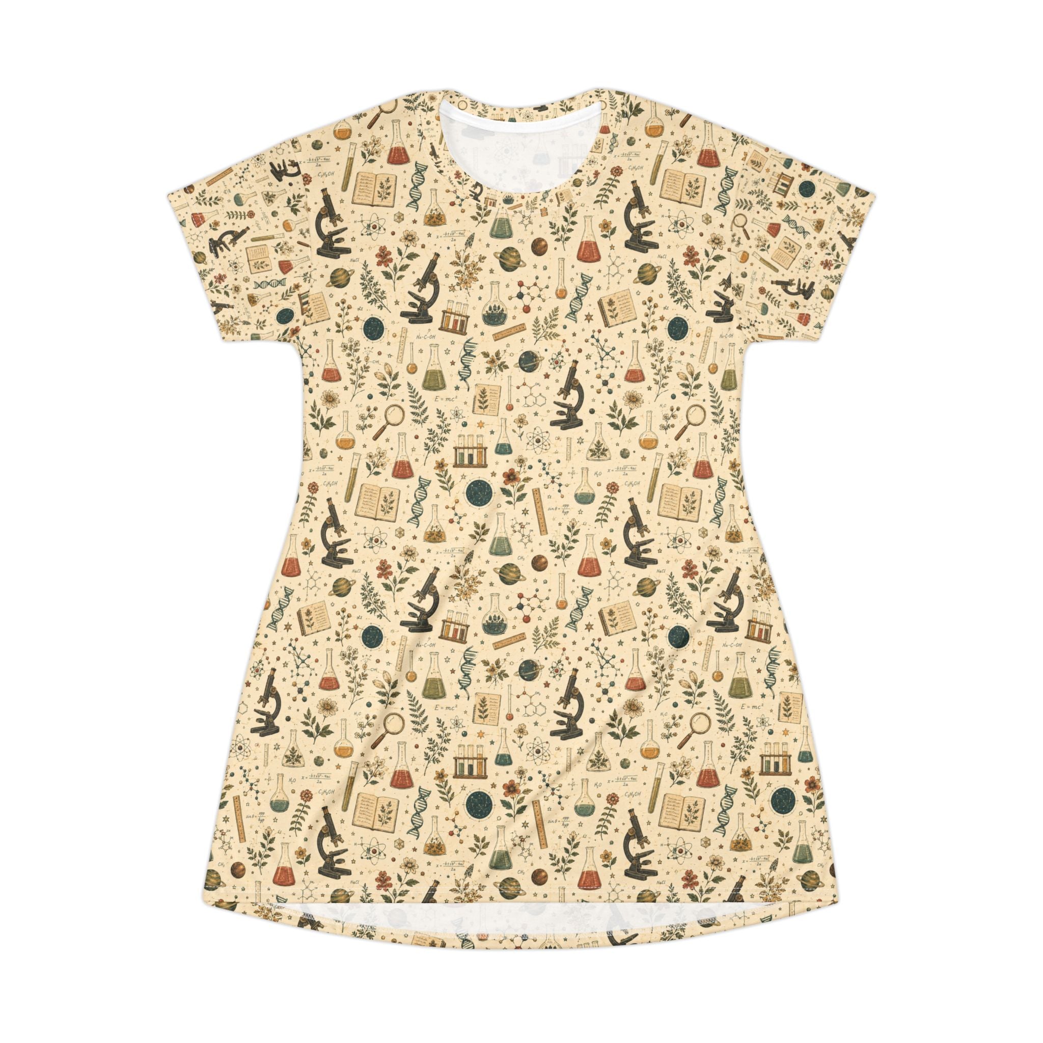 Biology Teacher Dress — Floral Botanical T-Shirt Dress | Science Teacher Casual Classroom Outfit