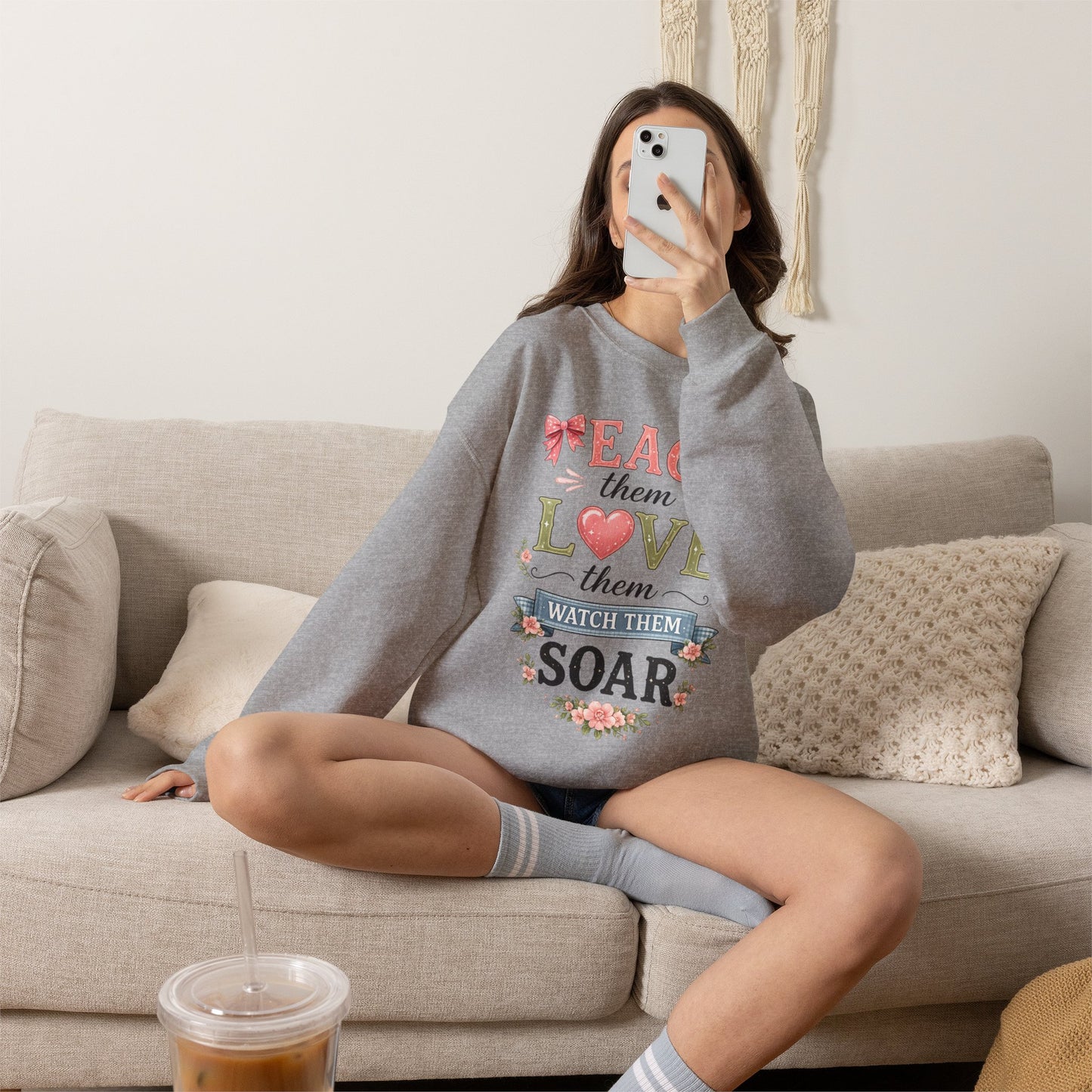 Teacher T Shirt Crewneck – "Teach Them, Love Them, Watch Them Soar" Sweatshirt