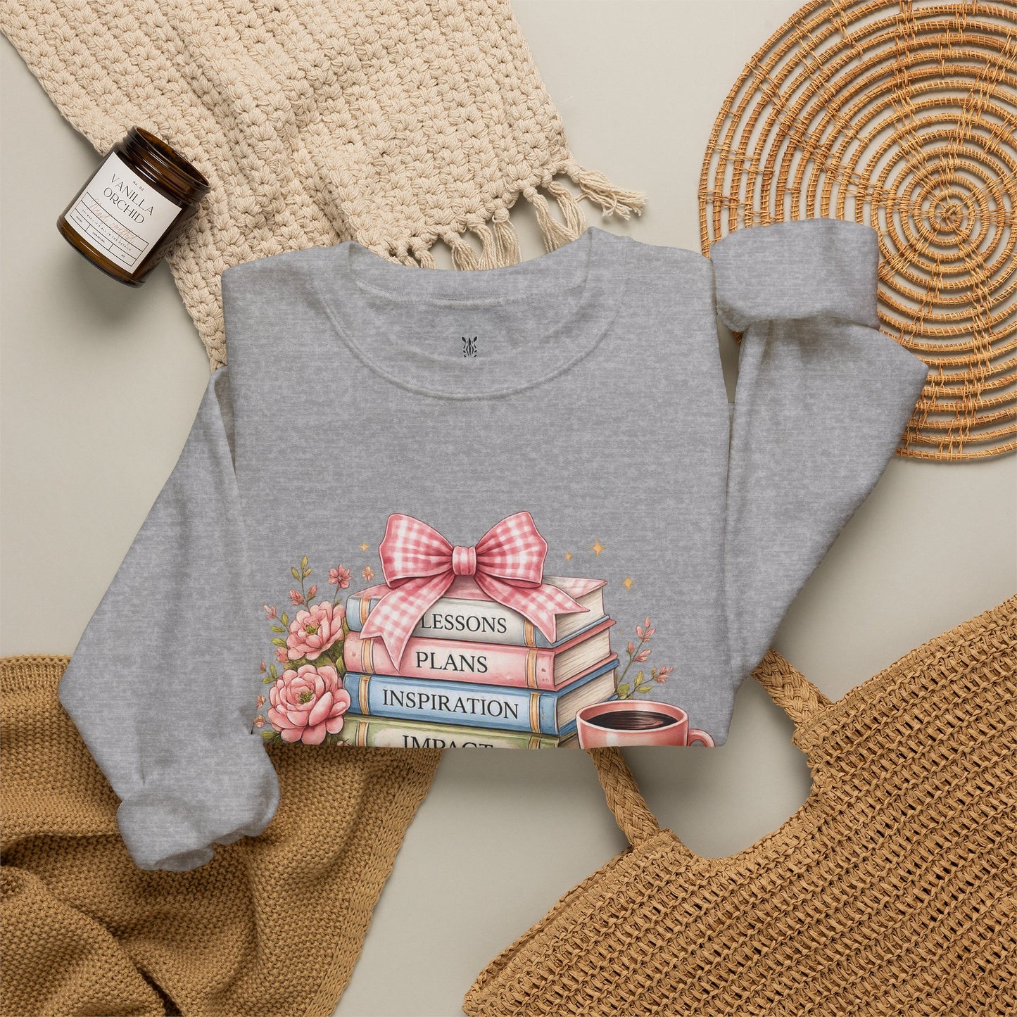 Teacher Graphic Sweatshirt – "Lessons, Plans, Inspiration, Impact" Crewneck
