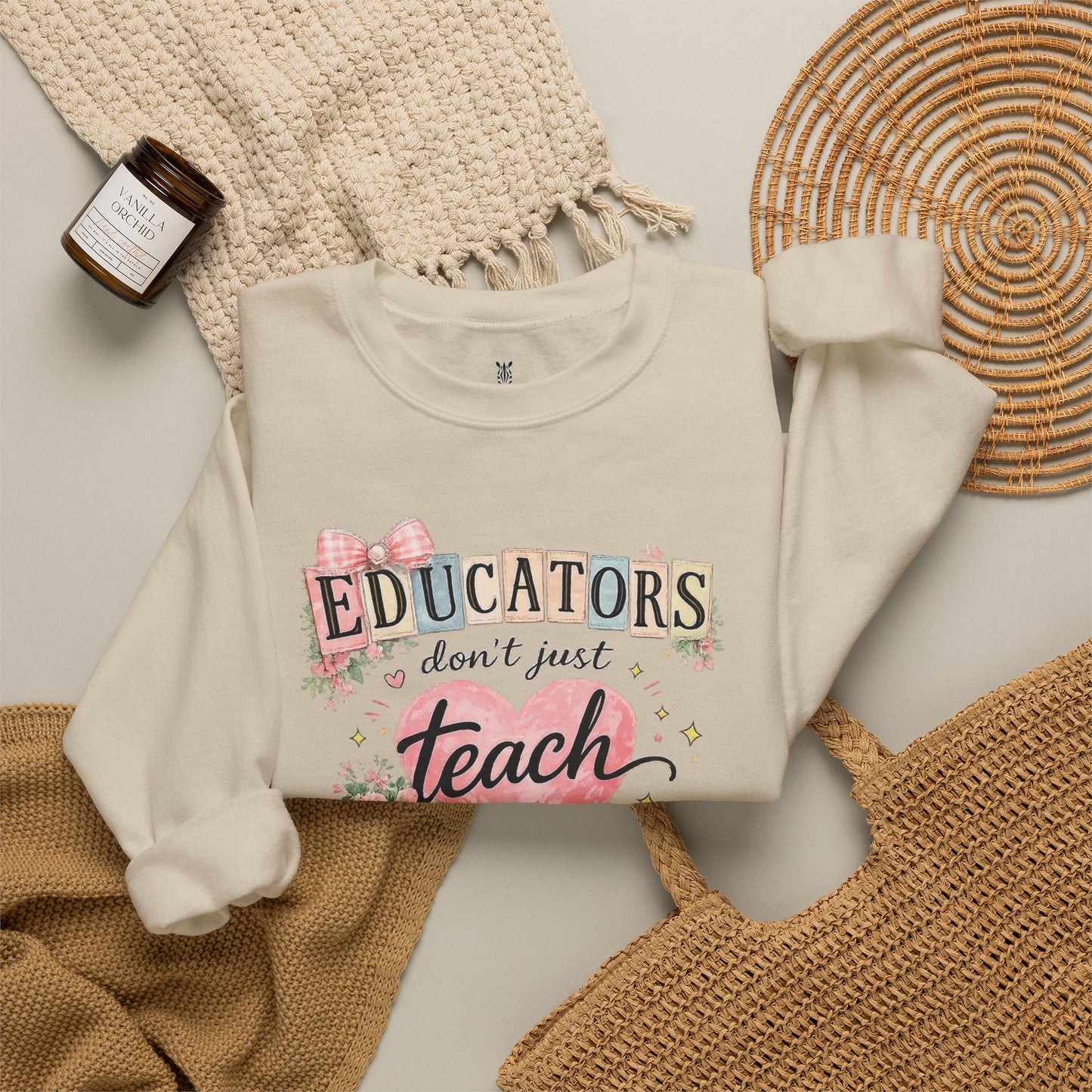 Gift for Teachers – "Educators Don't Just Teach, They Touch Lives Forever" Crewneck
