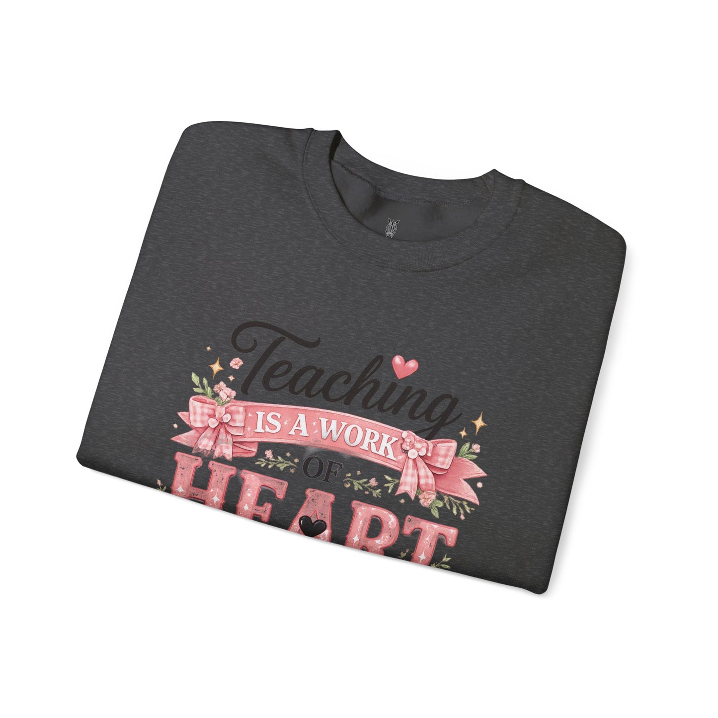 Elementary Teacher Crewneck Sweatshirt – "Teaching Is a Work of Heart" Floral