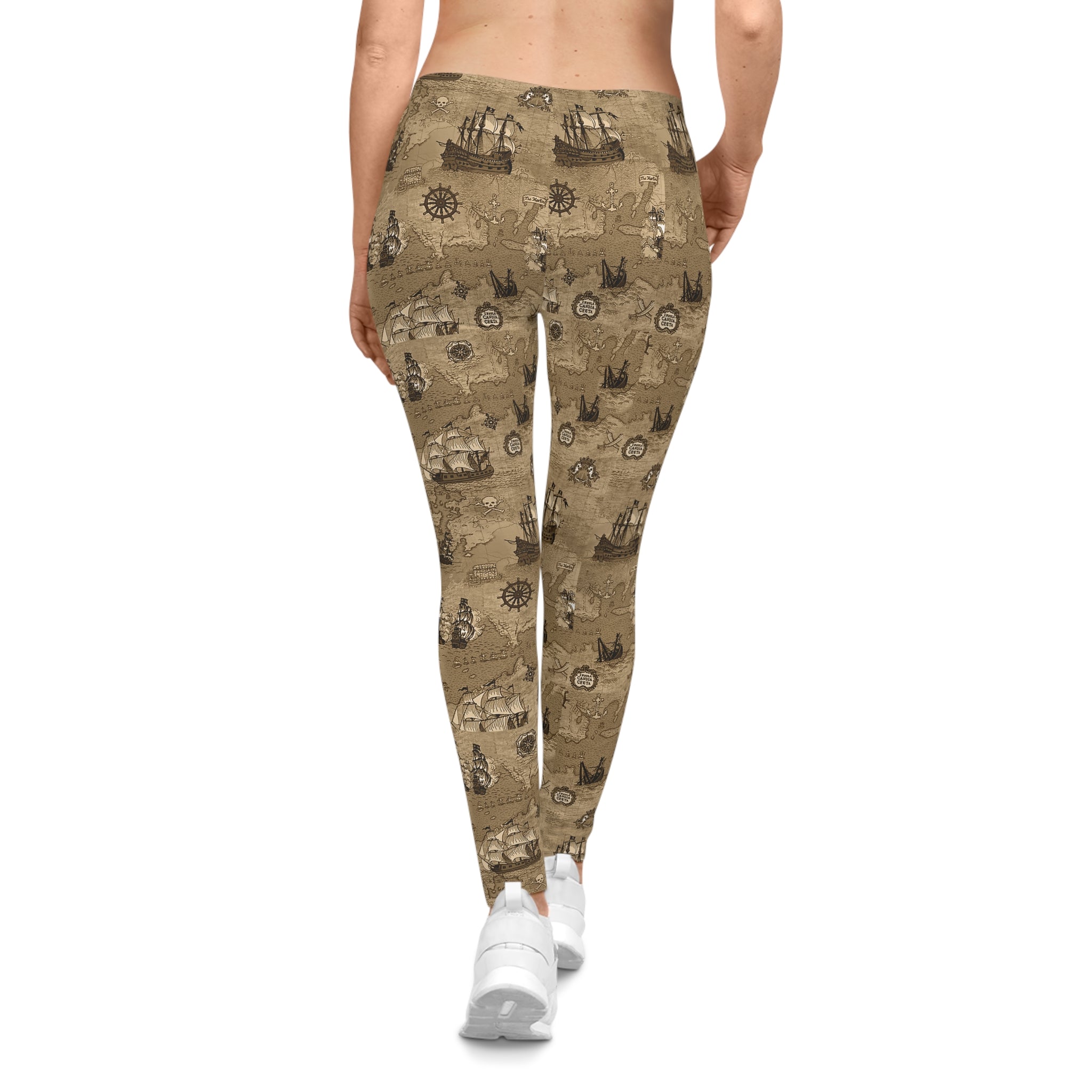 History Teacher Leggings | Vintage Pirate Treasure Map Print