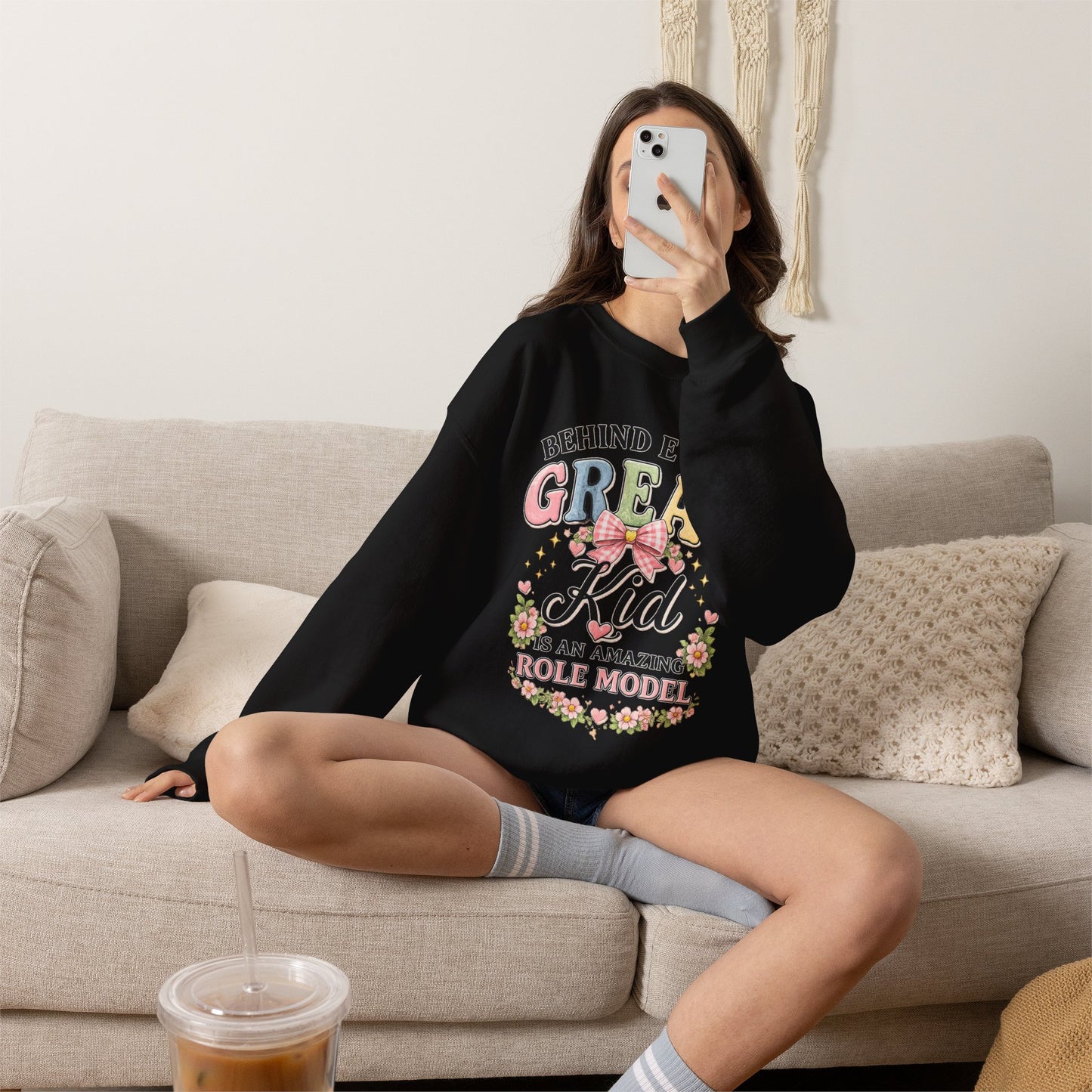 New Teacher Gift Crewneck Sweatshirt – "Behind Every Great Kid" Floral