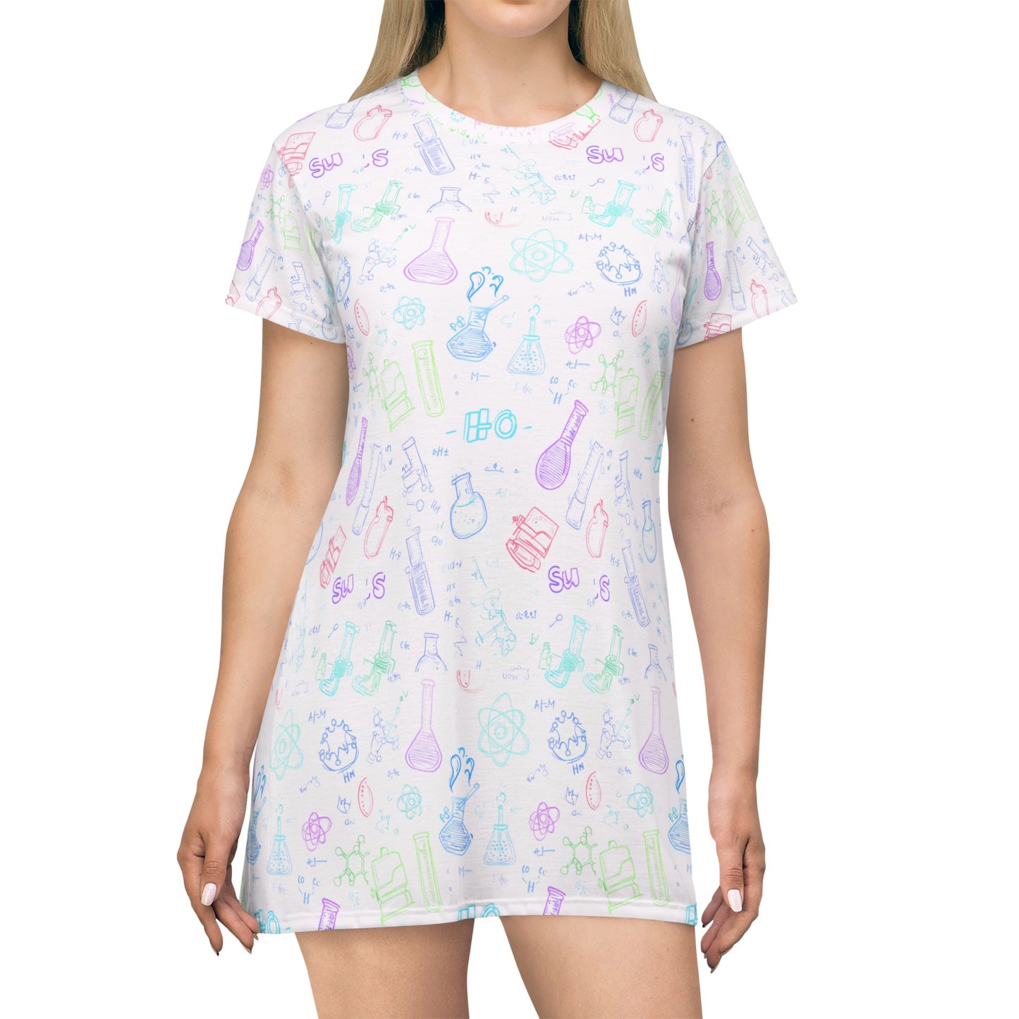 Chemistry Teacher T‑Shirt Dress — Cute Science All‑Over Print