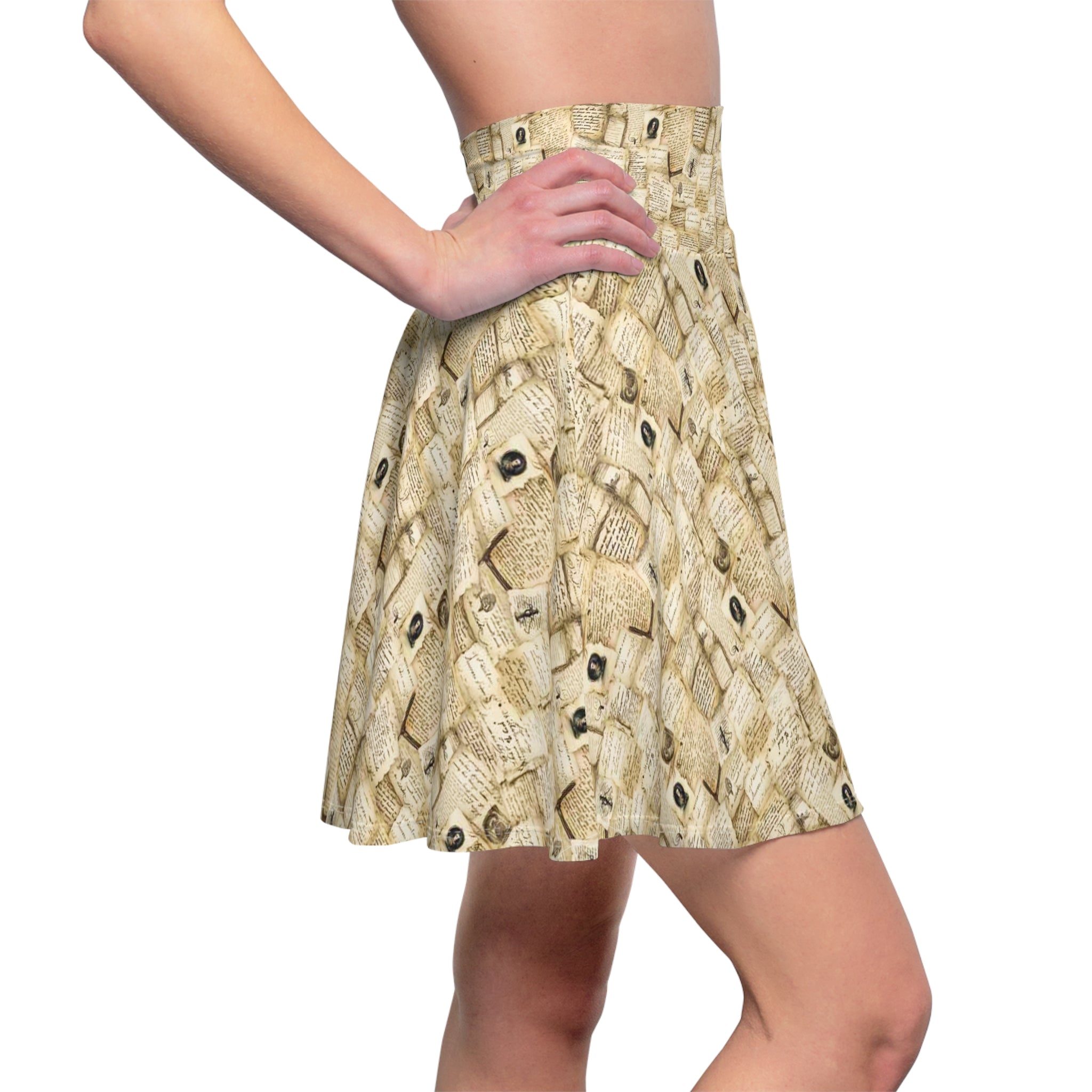 Dark Academia English Teacher Skirt | Vintage Manuscript Print