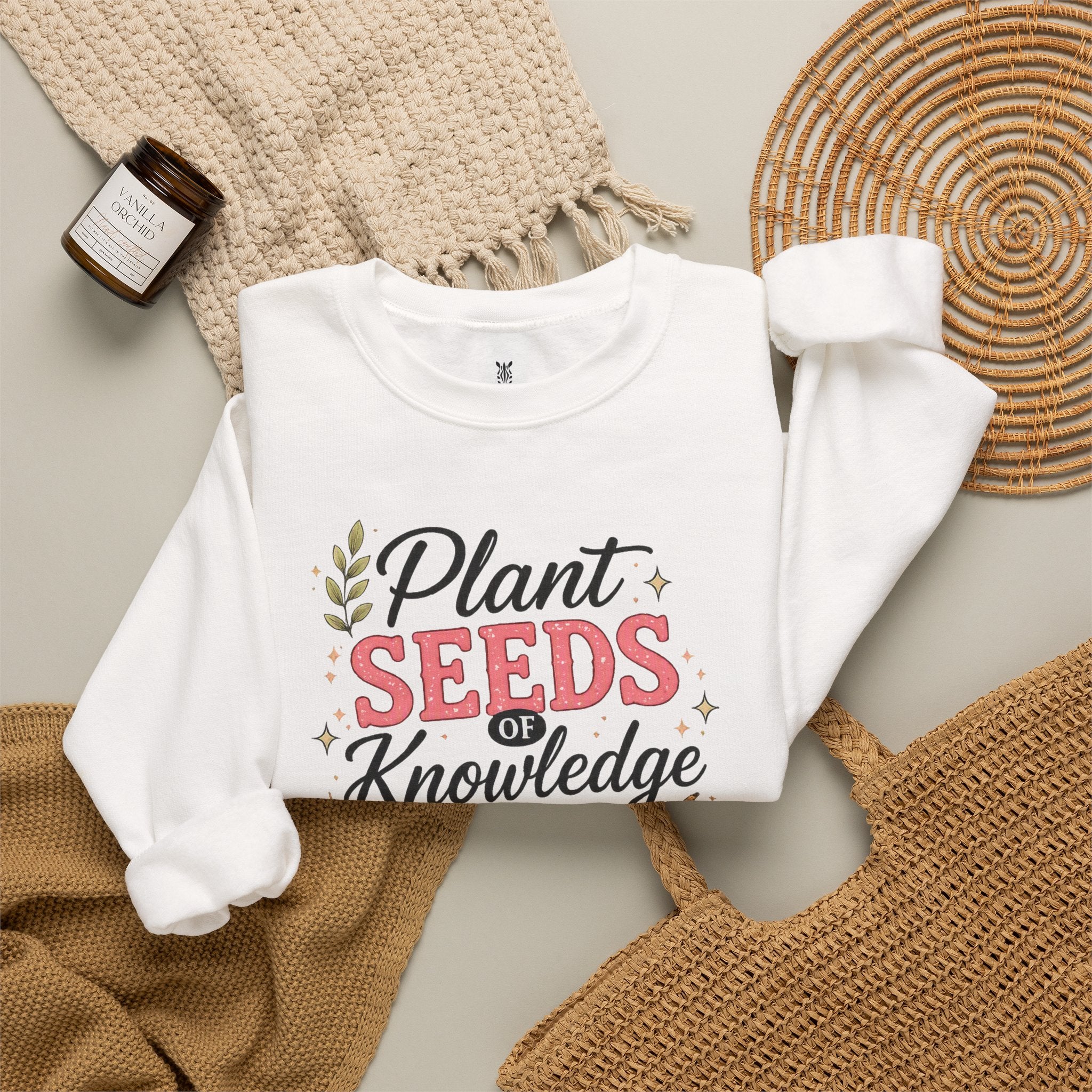 Teacher Graphic Tees Crewneck – "Plant Seeds of Knowledge, Watch Them Grow"