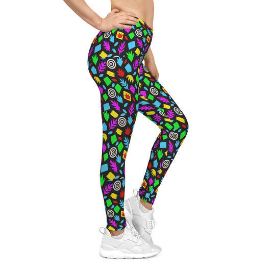 Colorful Abstract Leaves Pattern Leggings | All-Over Print