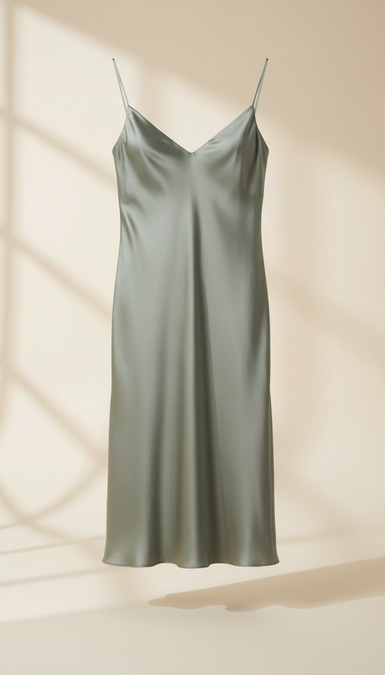 Muted Sage Silk Slip Dress