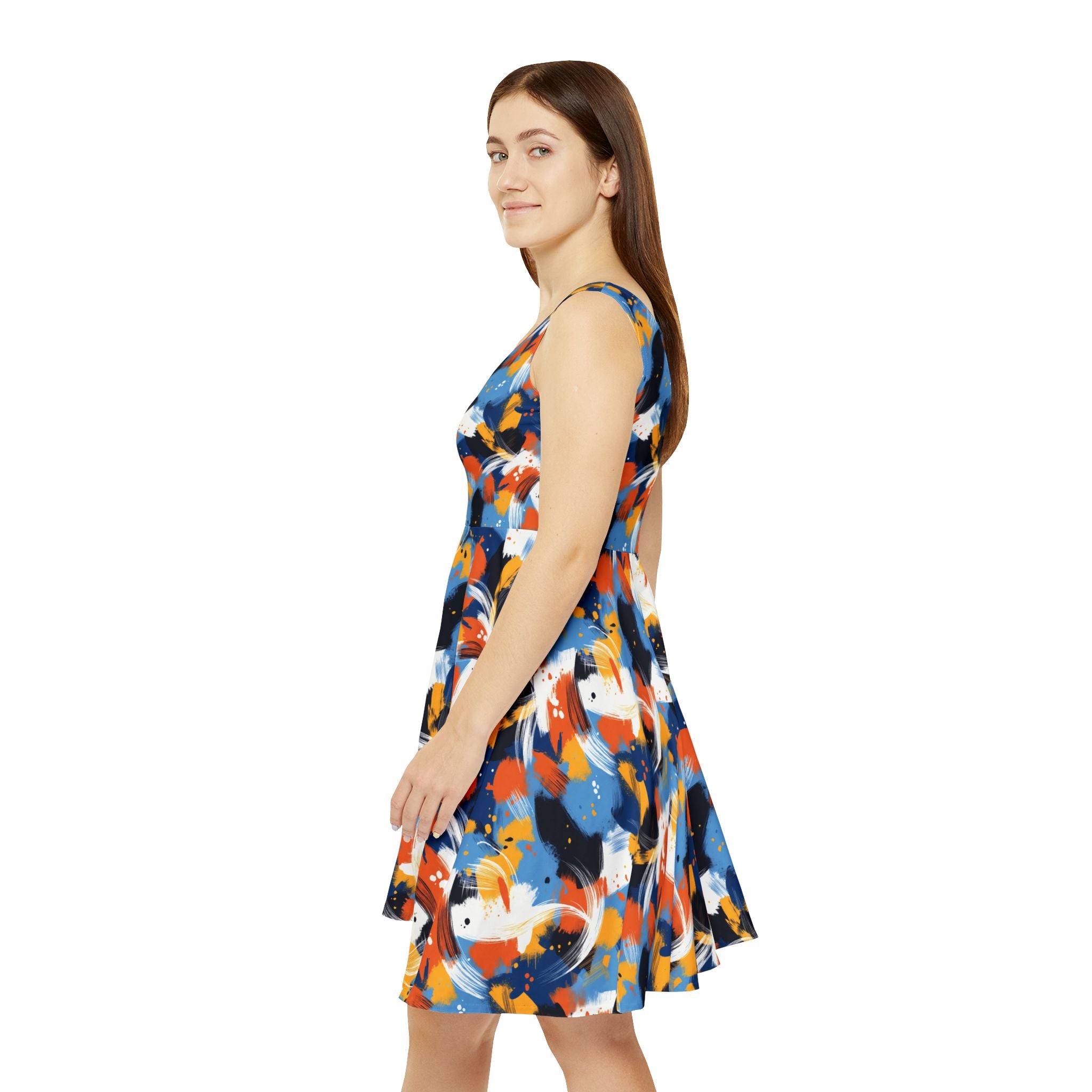 Abstract Art Teacher Skater Dress | Bright Paint Stroke Outfit & Teacher Gift