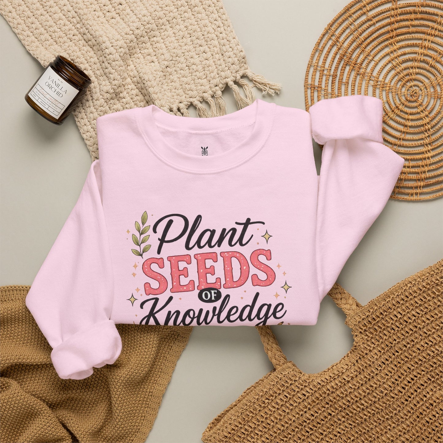 Teacher Graphic Tees Crewneck – "Plant Seeds of Knowledge, Watch Them Grow"